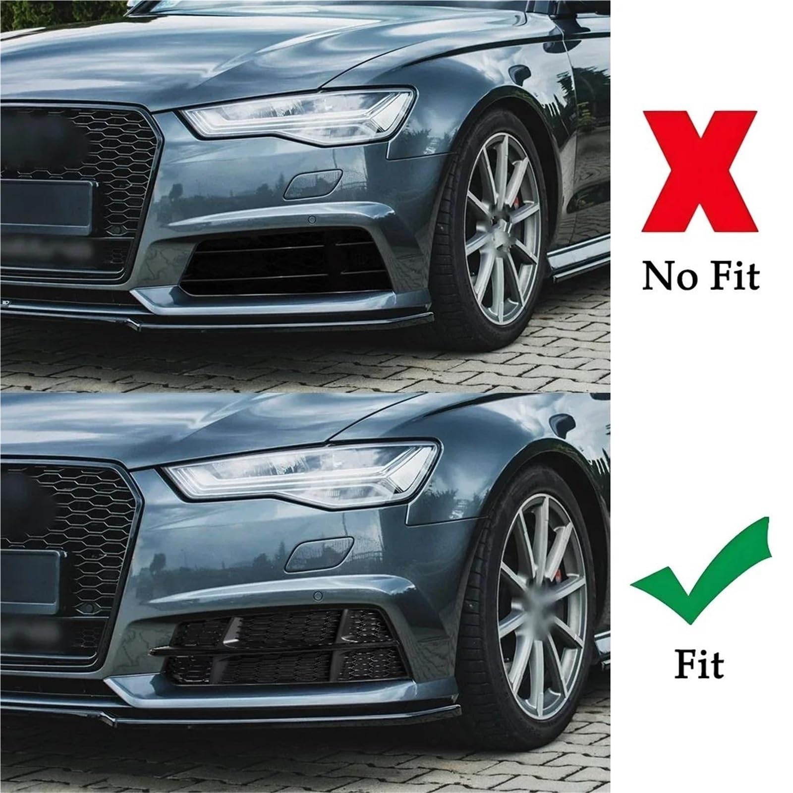 Rejilla De Radiador 2 Uds Cubierta De Luz Parachoques Delantero Coche Para A6 C7 A6L Para SLine 2015-2018 Lámpara Antiniebla Honeycomb Hex Grill 4G0807681AN Parrilla Parachoques(Black Right)
