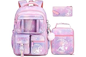 Girls Backpack Set: School Backpacks for Girls 5-6 Years with Lunch Bag and Pencil Case