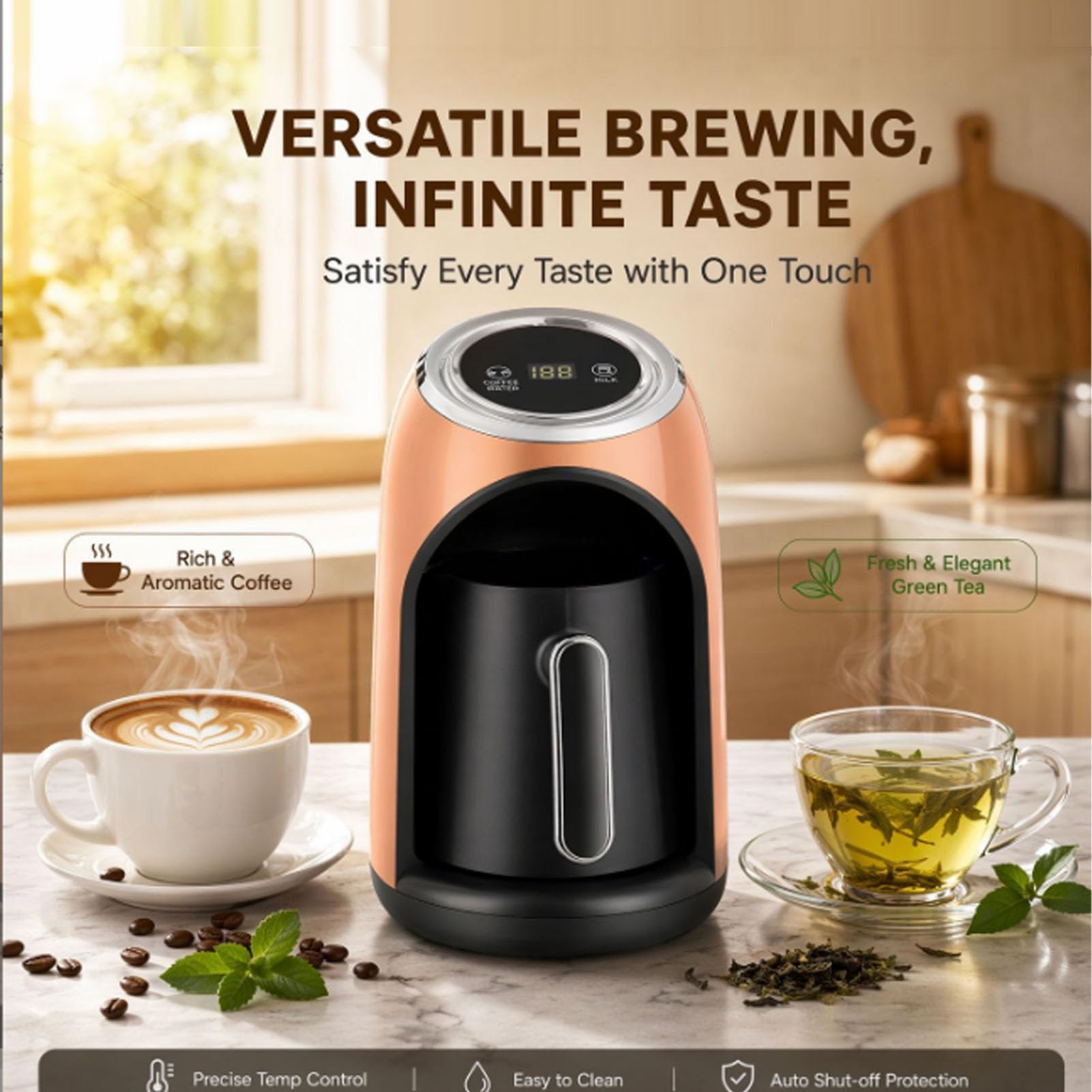 Luocute Caffettiera Turca da 600 Ml con Riscaldamento Rapido da 600 W