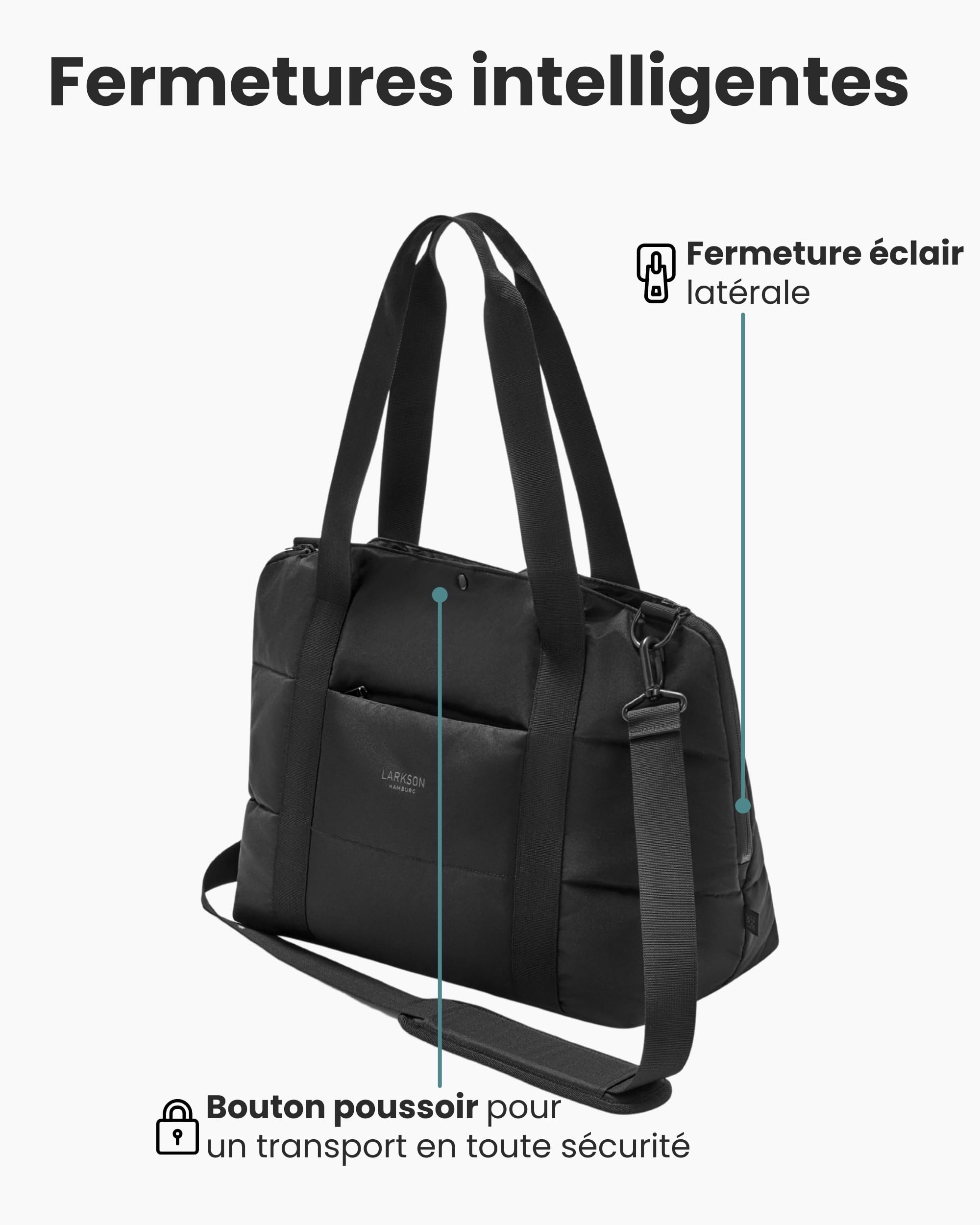 Larkson Sac de Transport pour Chien Noir - Frida - Sac à Bandoulière Pliable pour Petits et Moyenne Chiens & Chats jusqu'à 10 kg - Utilisable comme Panier pour l'Extérieur & Les Voyages