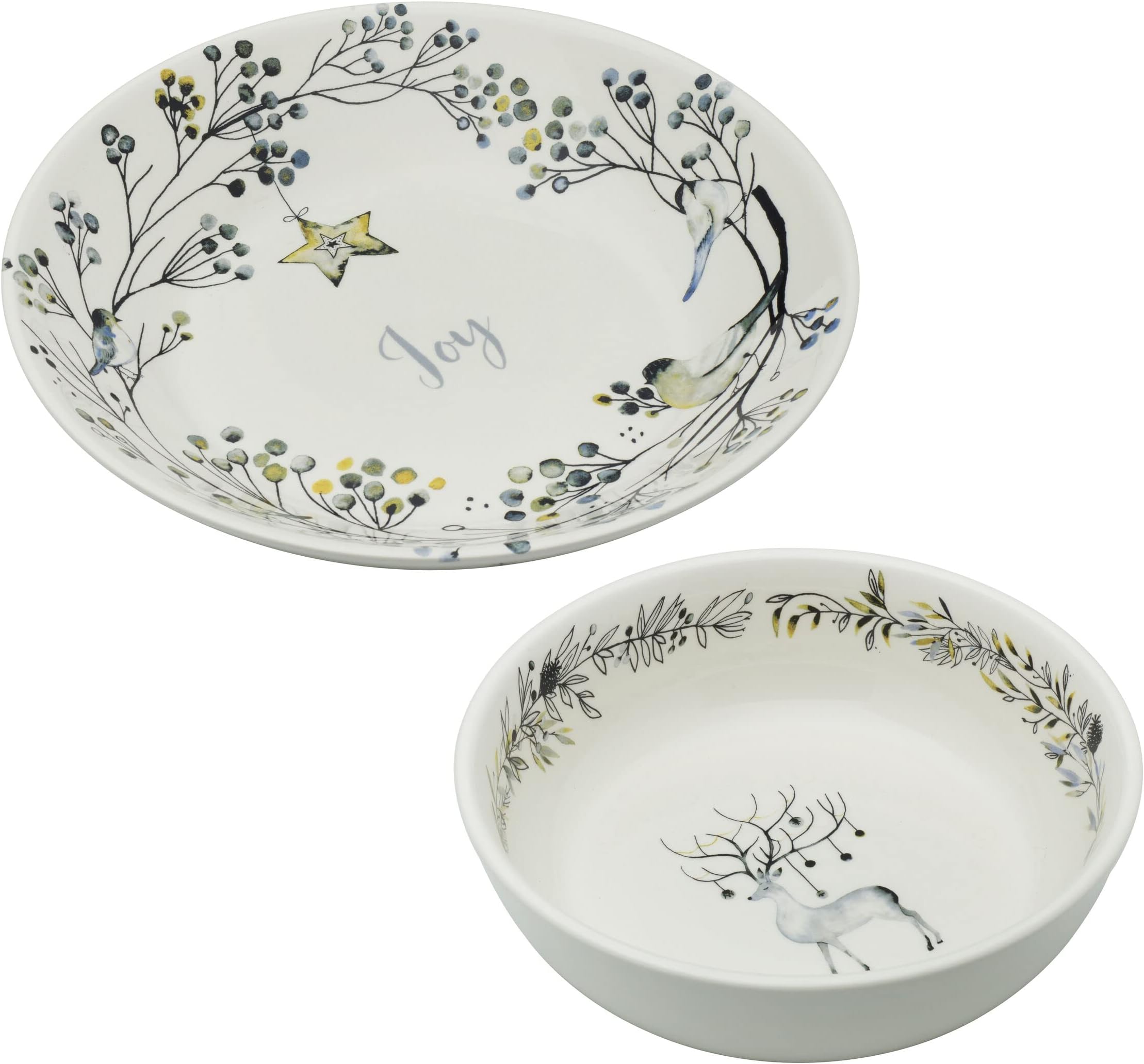 Fitz and FloydNoel Noir Set of 2 Holiday Serve Bowls, 10 and 8-Inch, Multicolored