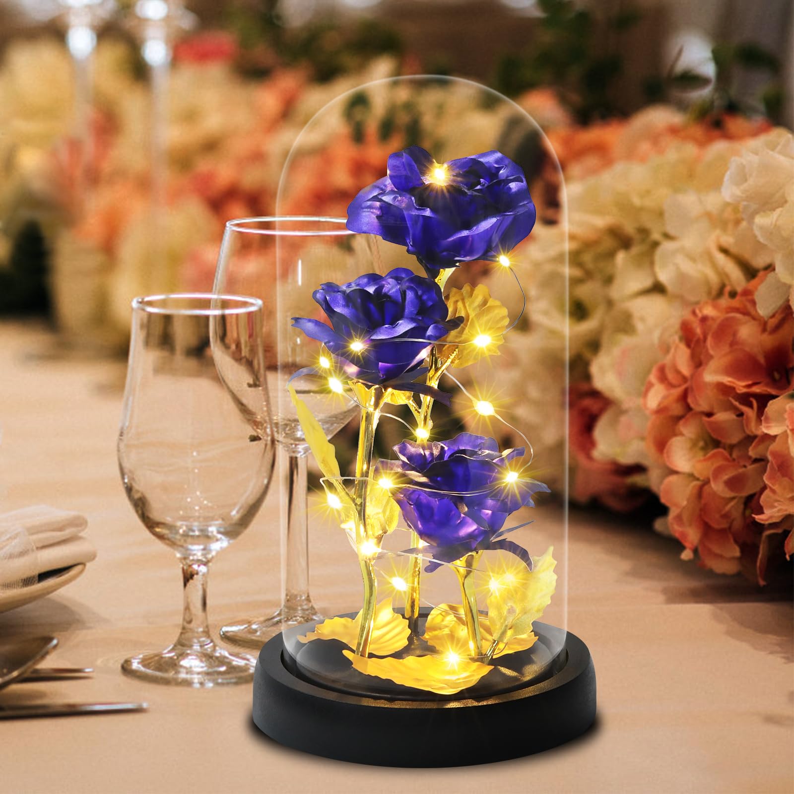 Rosa Regalo di San Valentino per Donne Mamma Moglie, Rosa Eterna Galaxy Rose per Lei, Fiori di Rosa con Luce a LED, Fiore Artificiale Regali Moglie Fidanzata Compleanno Anniversario Matrimonio