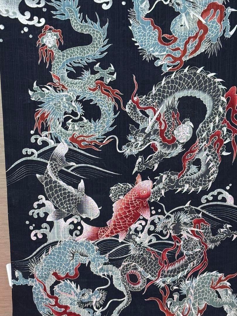 誉田屋源兵衛 浴衣 反物 497 龍舞皇帝 紺 綿麻 誉田屋源兵衛 浴衣 反物