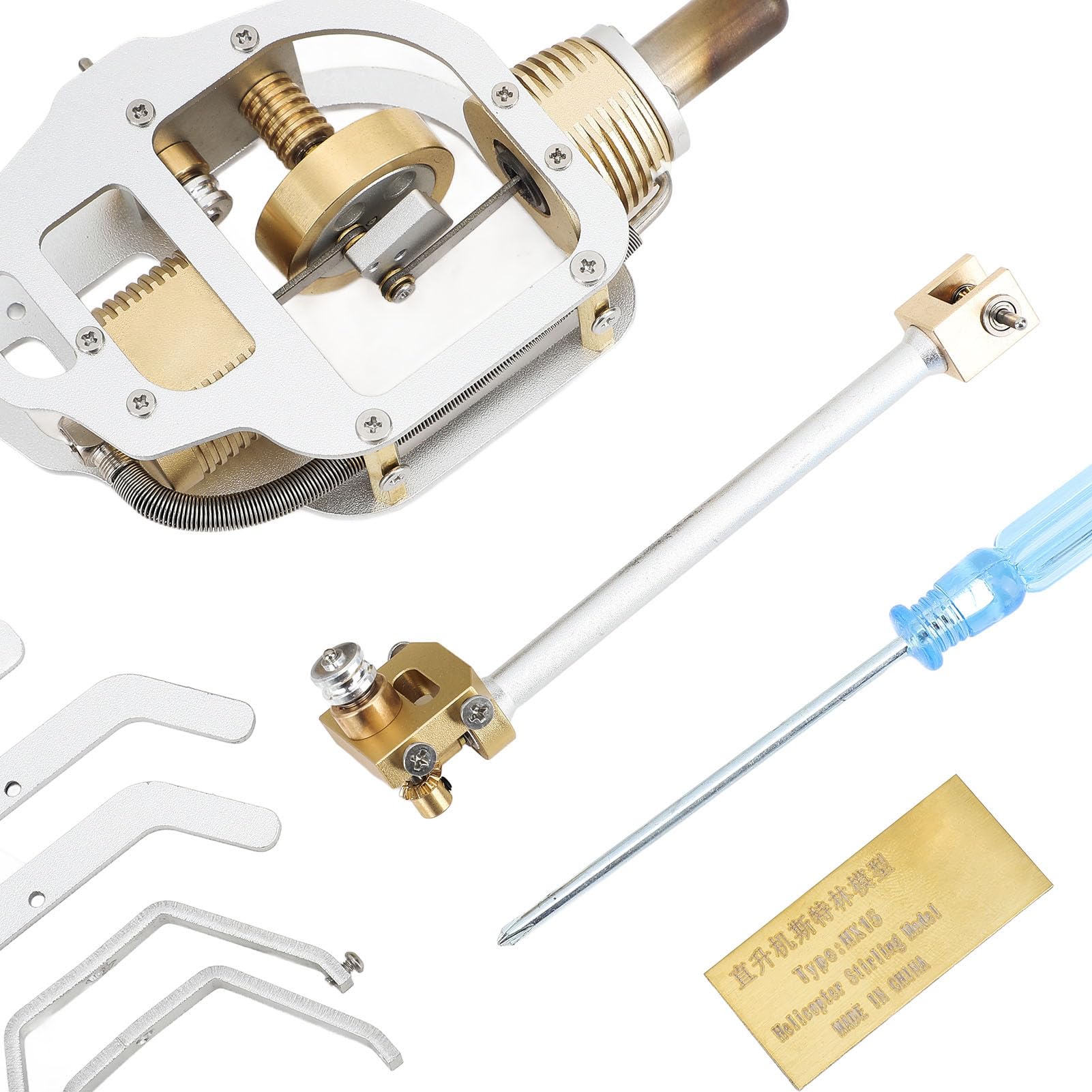 SIXRUN Giocattolo Motore Fisico, Kit Modello Elicottero Motore Stirling Metallo Aria Energia Combustione Esterna Esperimento Educativo di Fisica Scienza Giocattolo per Assemblaggio Fai