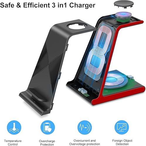 Miniatura 4 de Cargador inalámbrico para Samsung, estación de carga inalámbrica 3 en 1 para Samsung S24 Ultra S23 S22 Z Fold 4 Z Flip4 S21, cargador de reloj para
