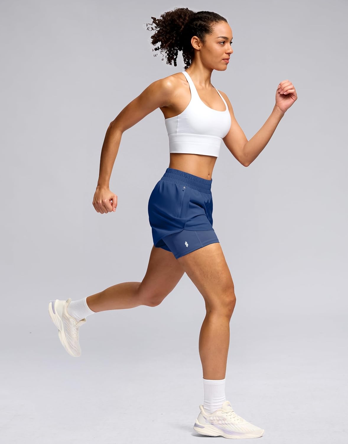 Soothfeel Women's 2 in 1 Athletic Running Shorts with Liner Zipper Pocket 5" High Waisted Gym Workout Tennis Shorts for Women - Image 3