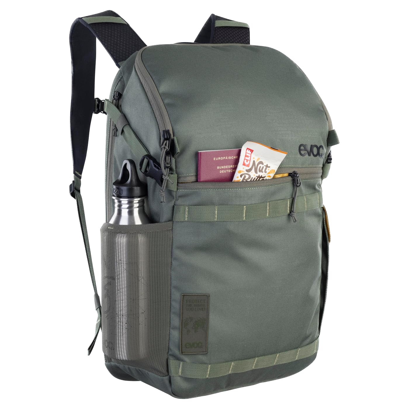 EVOC TRAVEL BACKPACK 22 Reiserucksack (Handgepäck Rucksack mit Top-Opening, Laptopfach mit seitlichem Zugriff, ergonomische Schulterträger, Organizer-Fächer, Seitenfächer, Volumen: 22 l)