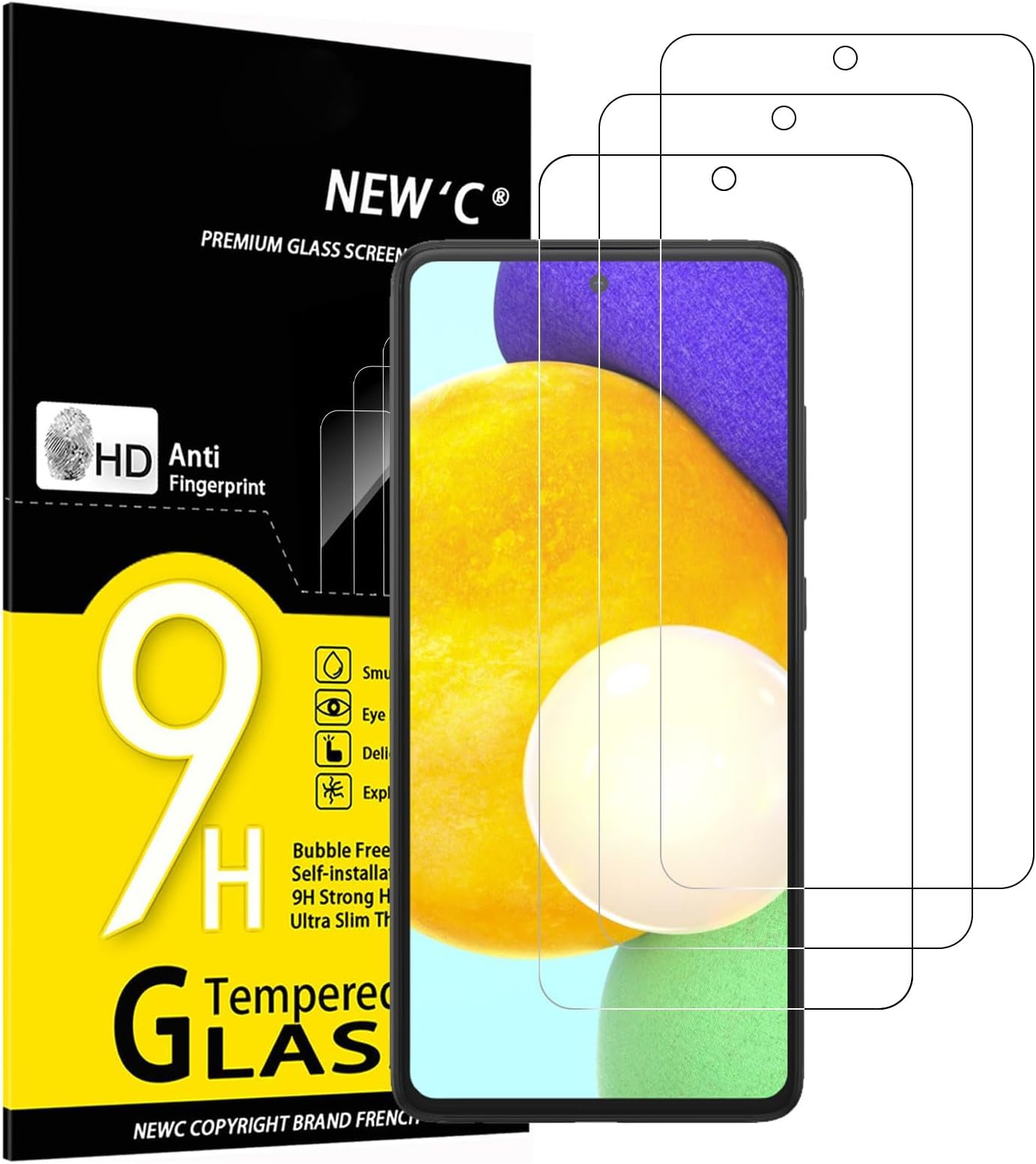 3 Pack Designed for Samsung Galaxy A52, A52 5G, A52S 5G Screen Protector Tempered Glass, Case Friendly Anti Scratch Bubble Free Ultra Resistant