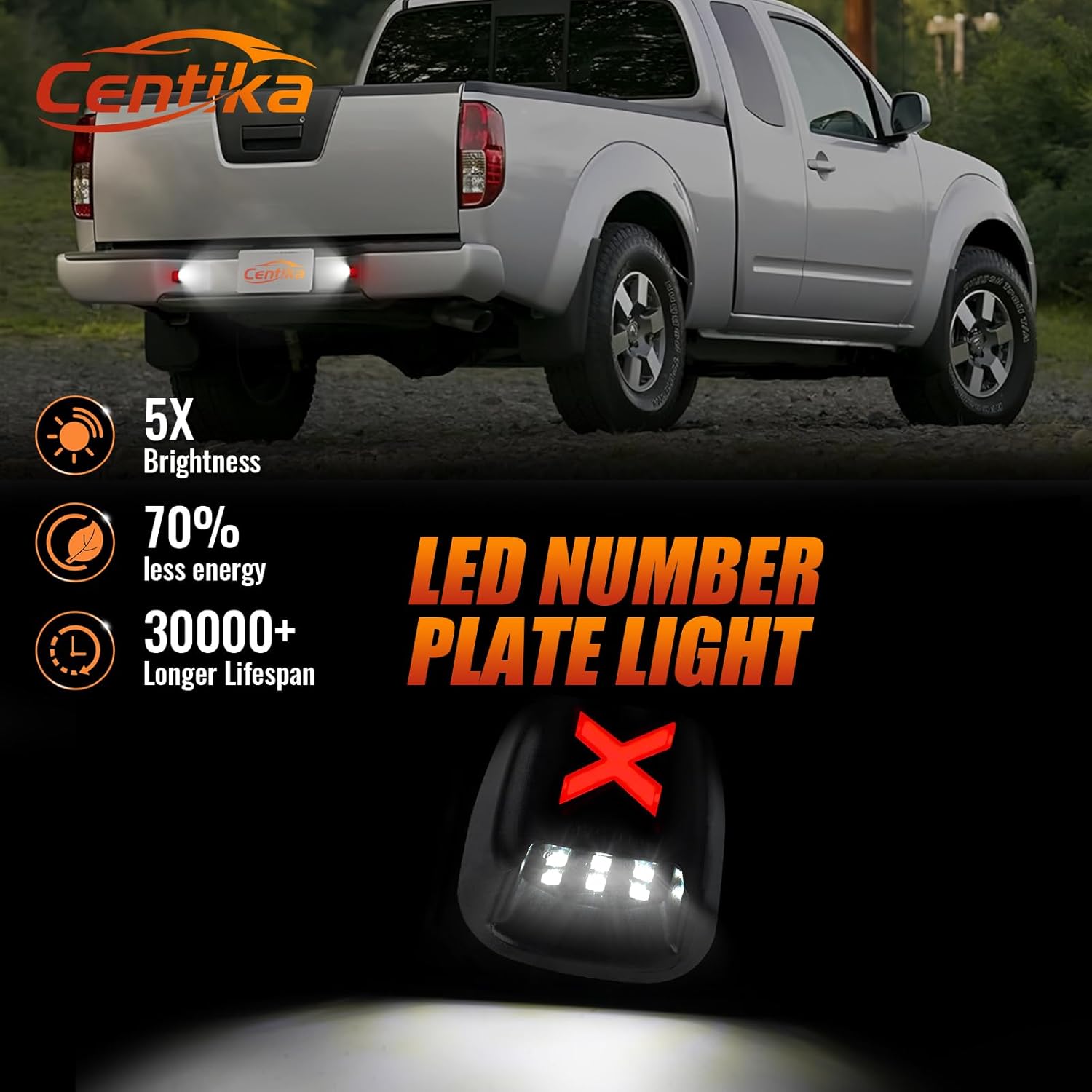 LED License Plate Lights Tag Light Lamp Assembly for Nissan Navara D40 Frontier, Armada Titan Xterra Suzuki Equator, 6000K Red-X White & Red Lens, Pack of 2 (Xstyle Patent Pending)
