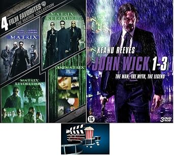 Keanu Reeves 7 Movie Set The Matrix 4 Film Collection & John Wick Trilogy 7 DVD Set Includes Glossy Print Movie Set Take Art Card