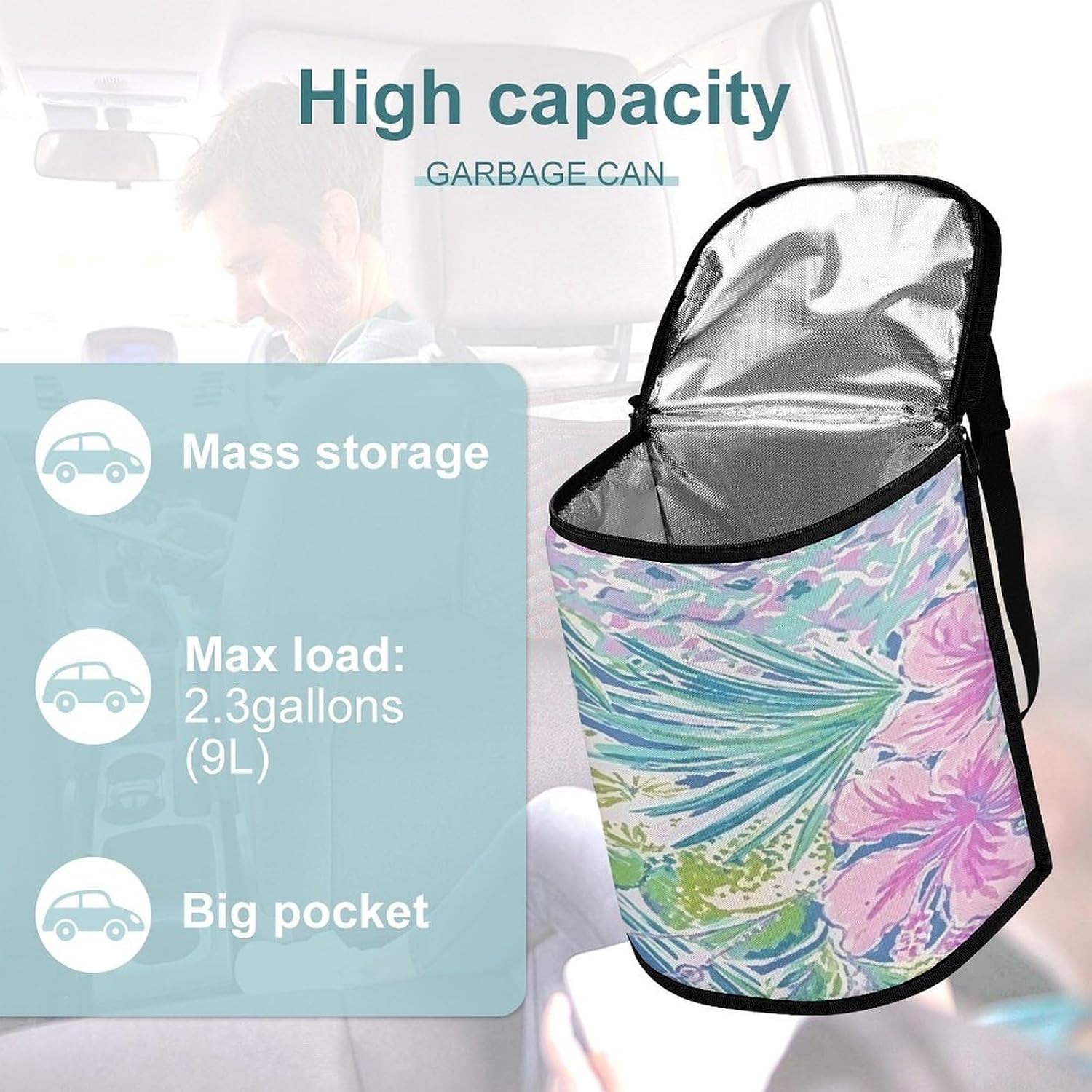 Colorful Lilly Car Trash Bag Car Garbage Bag image 3