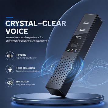 Computer Speaker and Microphone,pc Speakers,360 Voice Coverage, Advanced Noise Reduction, USB-C Plug & Play, Compatible with Zoom and MS Team