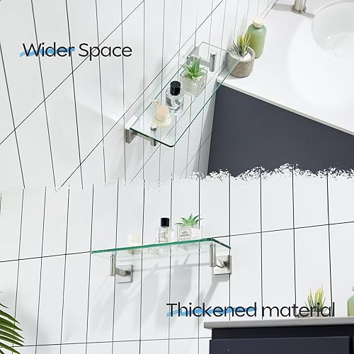 Miniatura 5 de KOKOSIRI Estante flotante para baño, estantes de montaje en pared de 16 pulgadas para dormitorio, sala de estar, cocina, estante colgante pequeño de