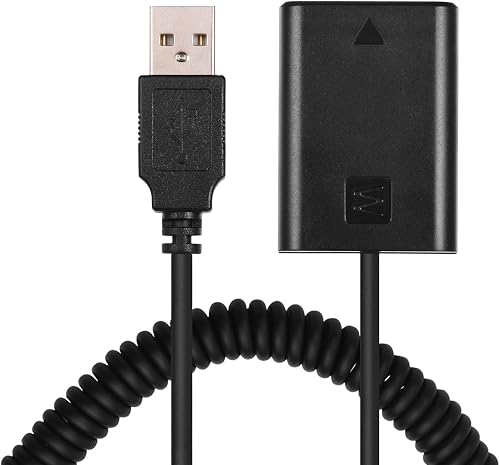Andoer NP-FW50 Dummy Battery Pack Coupler Adapter 5V USB with Flexible Spring Cable Compatible with Sony A7 A7II A7R A7S A7RII A7SII A6000 A5000 A3000 NEX 5 NEX (Without Plug)