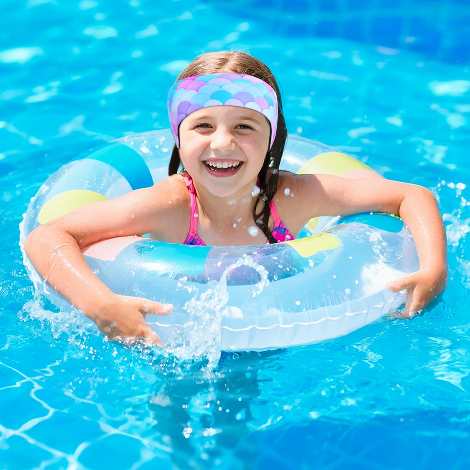 Diadema de Natación Impermeable Ajustable para Niños 2 PCS - Cinta para Nadar Surfear Ducharse