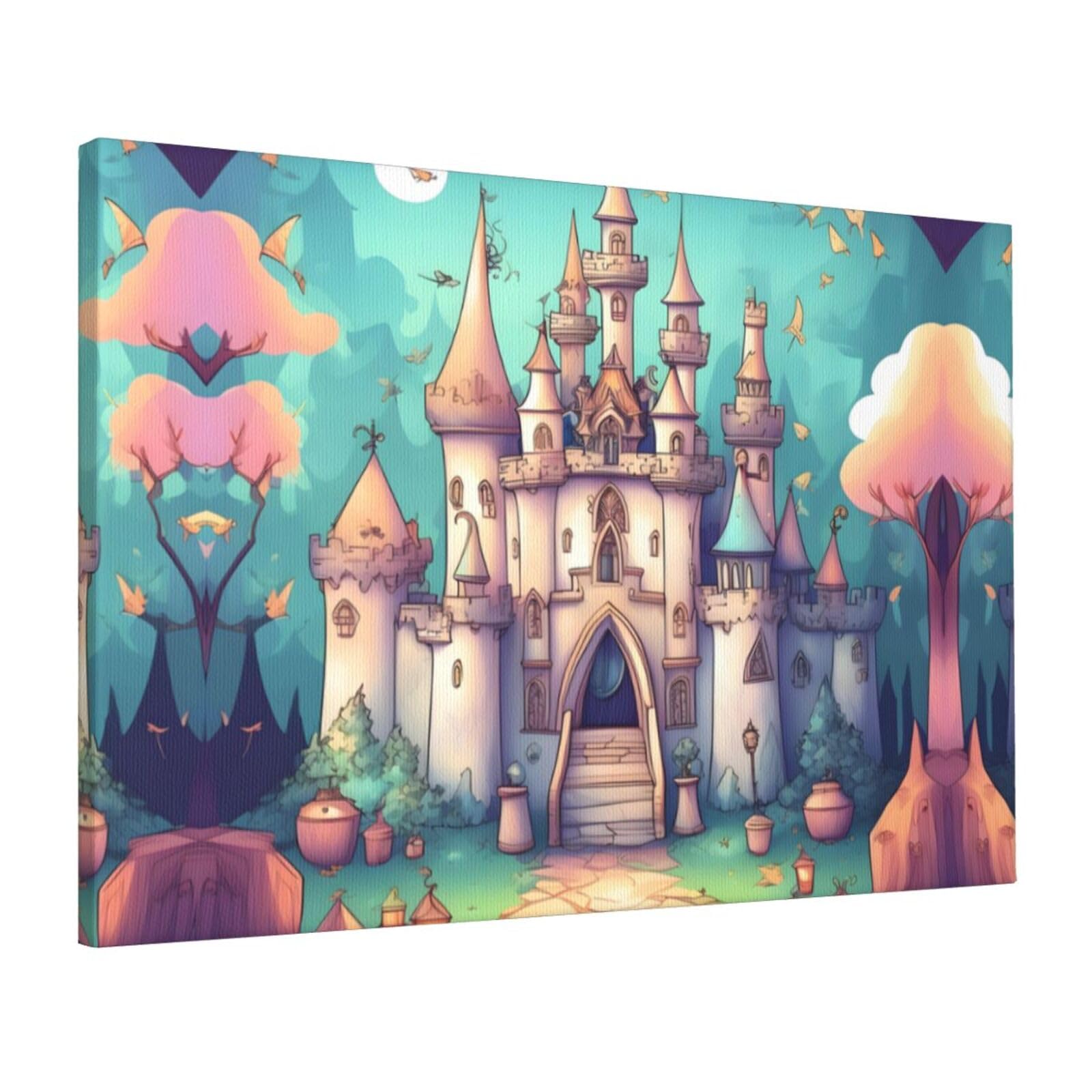 CNTDBU Classical castle Canvas Wall Art 16x24 Inch-Large Modern Painting Print for Living Room, Framed Ready to Hang Artwork for Bedroom