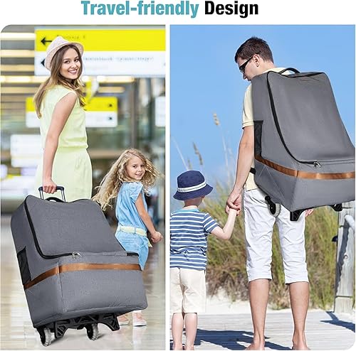 Miniatura 3 de Bolsa de viaje mejorada para asiento de automóvil con ruedas, bolsas de asiento de automóvil para viajes aéreos, bolsa de almacenamiento de asiento