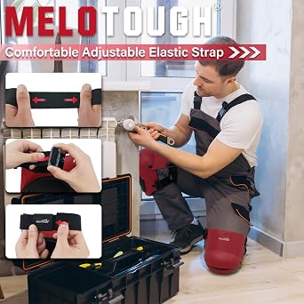 MELOTOUGH Knee Pads for Work,Construction,Flooring,Gardening-Comfortable and Flexible(Red)