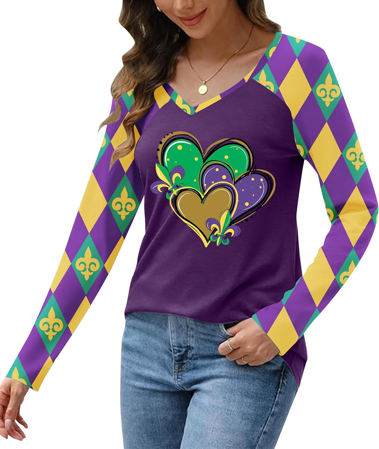 Mardi Gras Shirts for Women Funny Carnival Tuesday T Shirt New Orleans Party Shirt Mardi Gras Outfit Long Sleeve Tops - Image 4