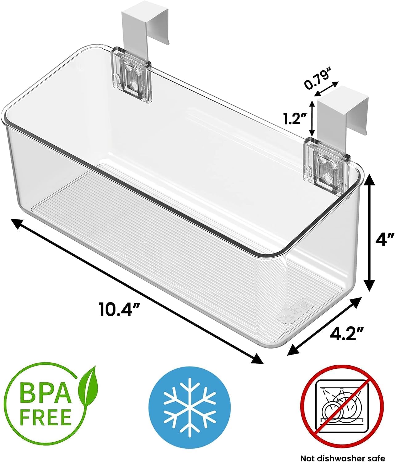 vacane 2 Pack Plastic Over Cabinet Door Organizer with Removable Hooks, Clear Hanging Baskets for Organizing Over the Cabinet Organizer Holder for Kitchen, Bathroom-Hang Outside or Inside Door-M - Image 6