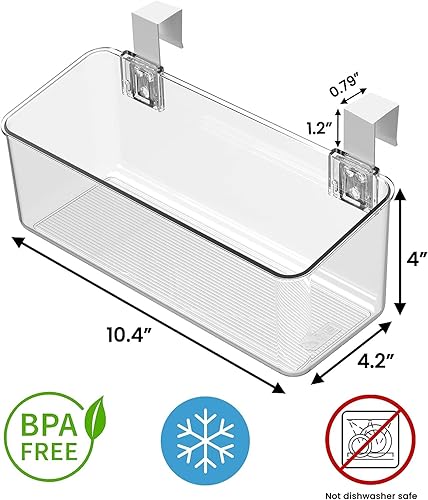 Miniatura 2 de vacane Paquete de 2 organizadores de plástico para puerta de armario con ganchos extraíbles, cestas colgantes transparentes para organizar sobre el