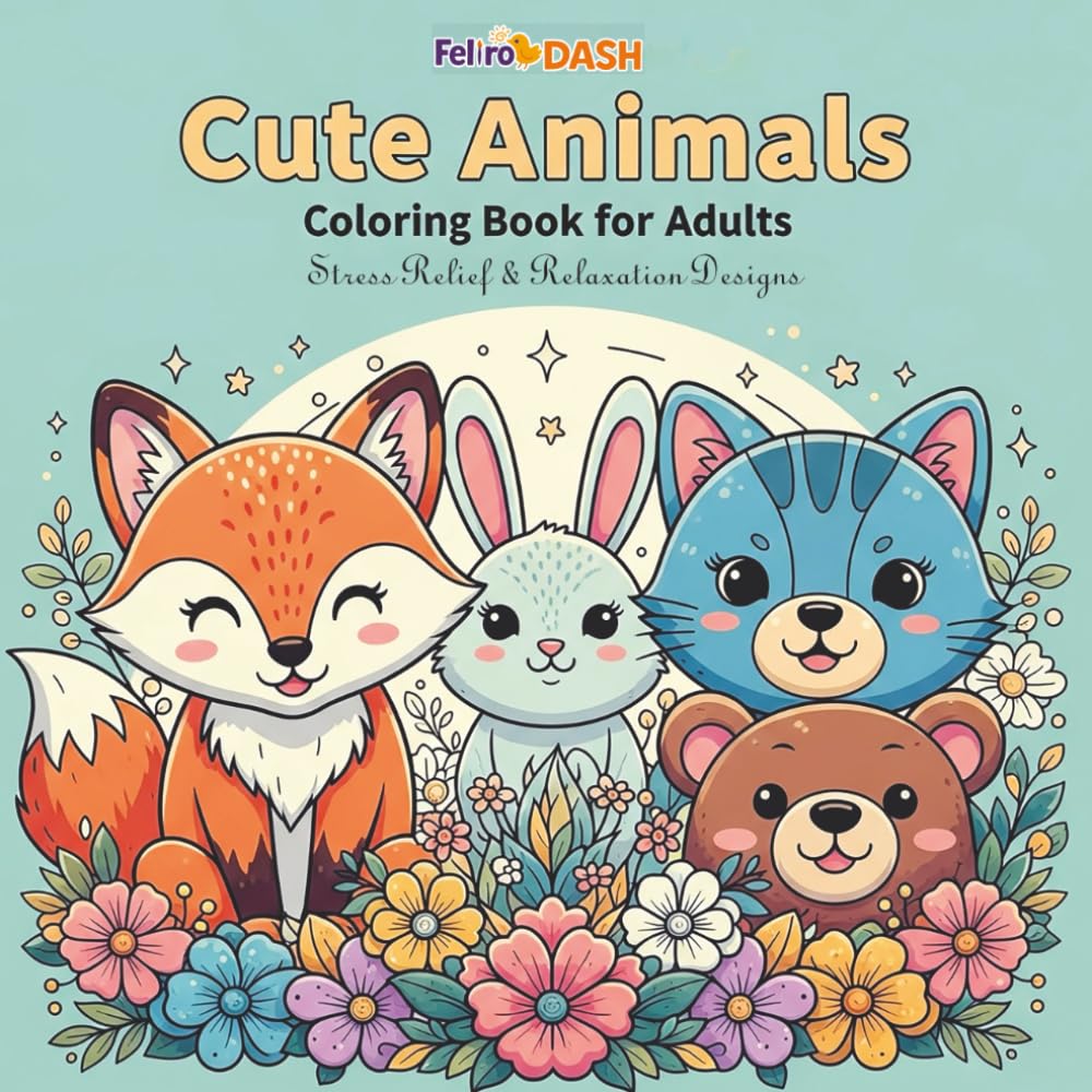 Cute Animals Coloring Book for Adults: Stress Relief & Relaxation Designs: A Fun and Easy Collection of Adorable Animal Illustrations for Mindfulness, Calm, and Creative Relaxation