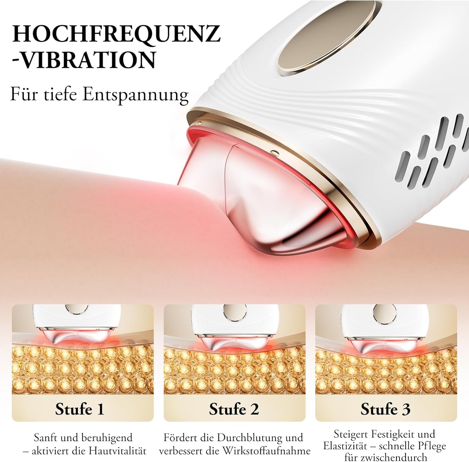 ANLAN EMS Gua Sha Elektrisch Gesichtsmassagegerät Anti Aging Kalt Wärme 3 Intensitätsstufen Weißgold