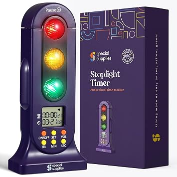 Special Supplies Stoplight Audio Visual Timer for Kids with Lights and Stopwatch Timer - Home and Classroom Timer for Time Management and Routines - Ages 3+