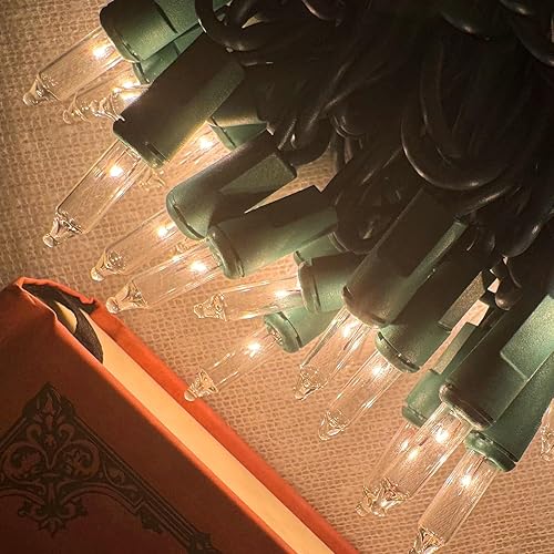 Miniatura 7 de HISHINY Luces de Navidad, 100 unidades, luces transparentes para árbol de Navidad con cable verde para decoración de Navidad al aire libre e