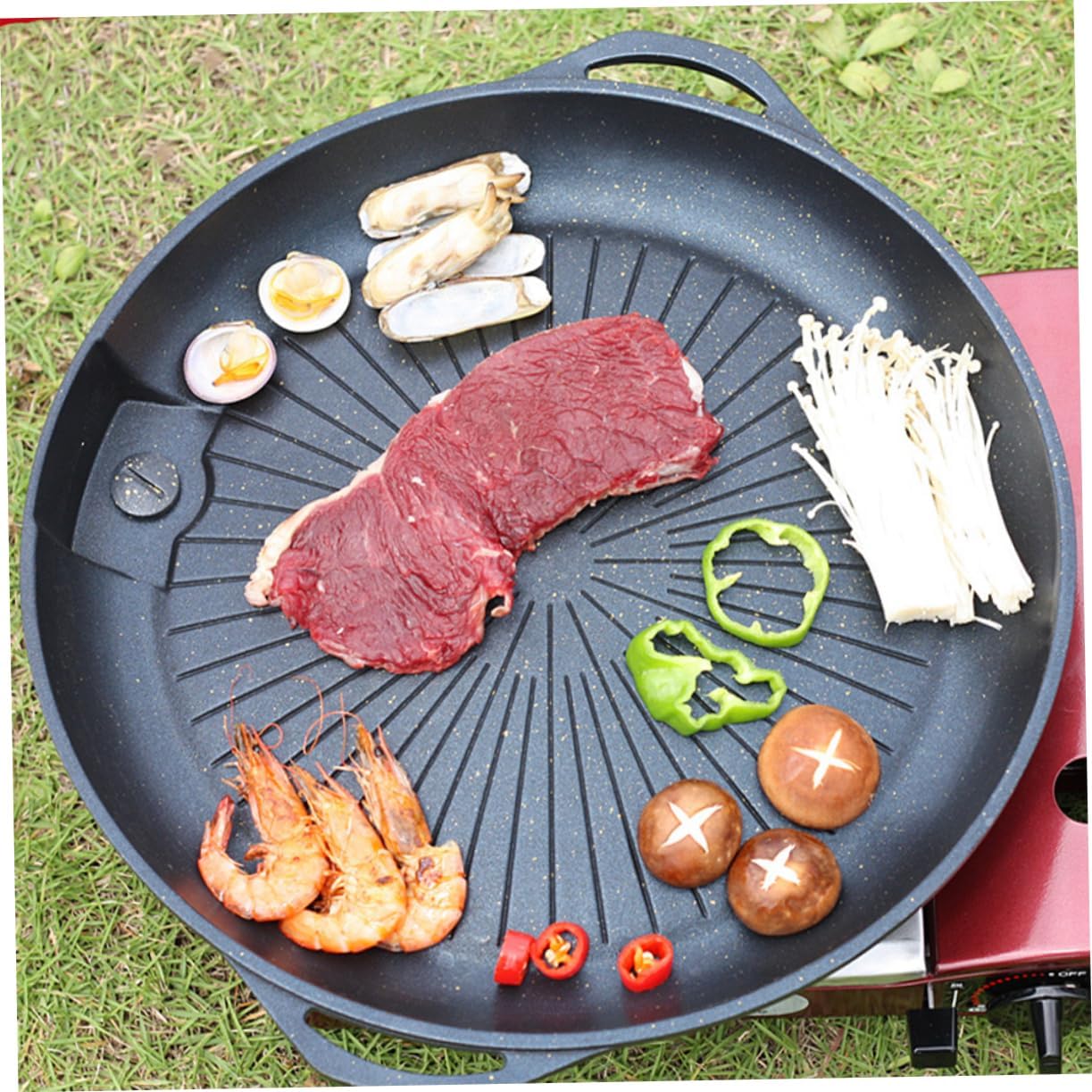 SUPVOX Portable Non-stick Barbecue Grill Plate Lightweight Fry Pan for Outdoor Bbq Easy to Clean and Compact Design for Backyard Cooking and Camping Activities