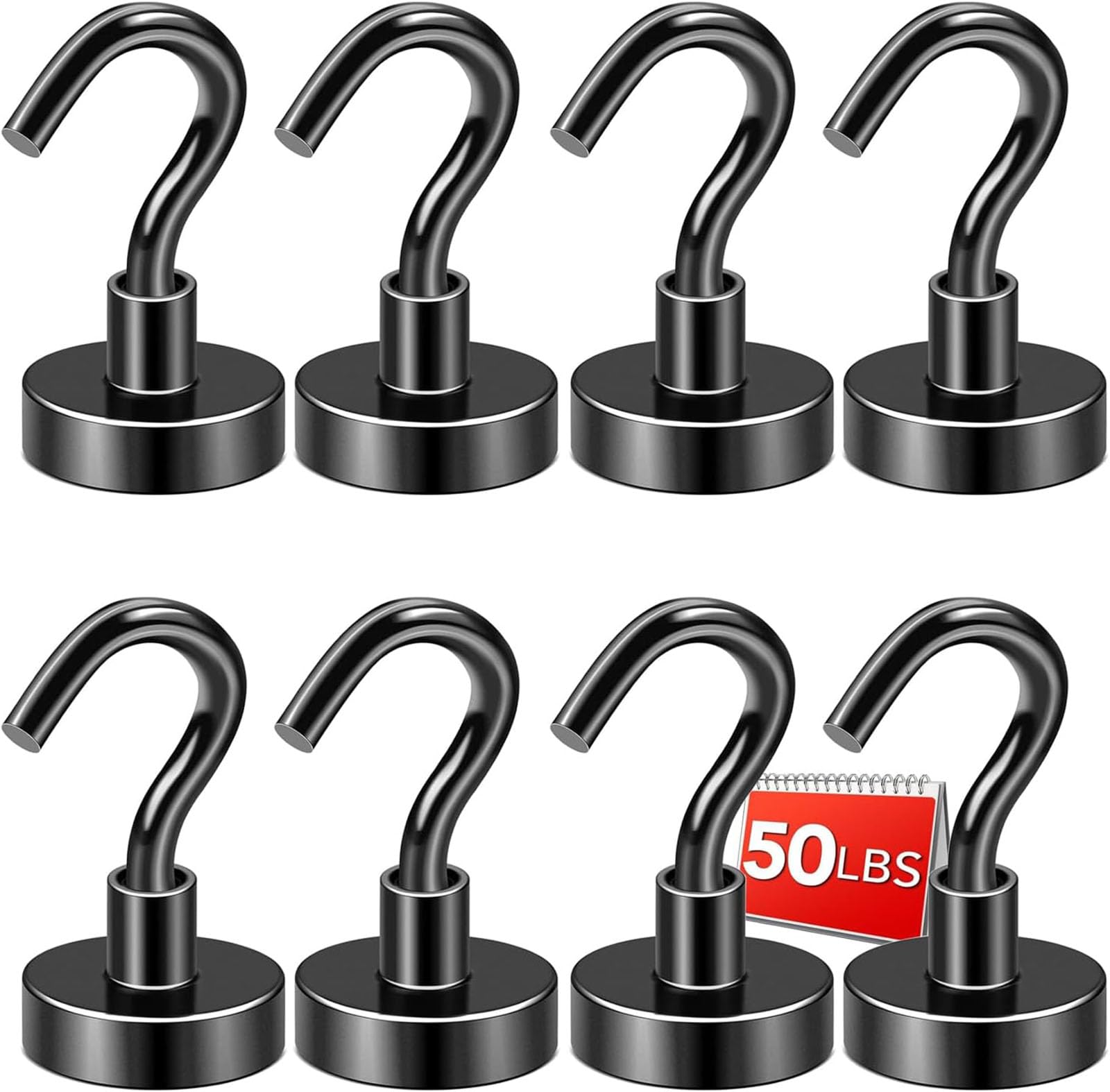 DIYMAG Magnetic Hooks 8pcs 50lbs Cruise Essentials 2026 Magnet Hook Black
