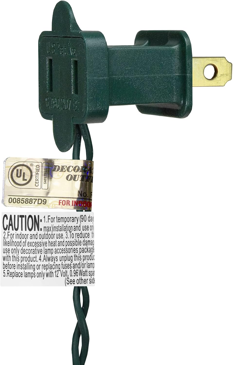 UL certified electrical plug with caution label