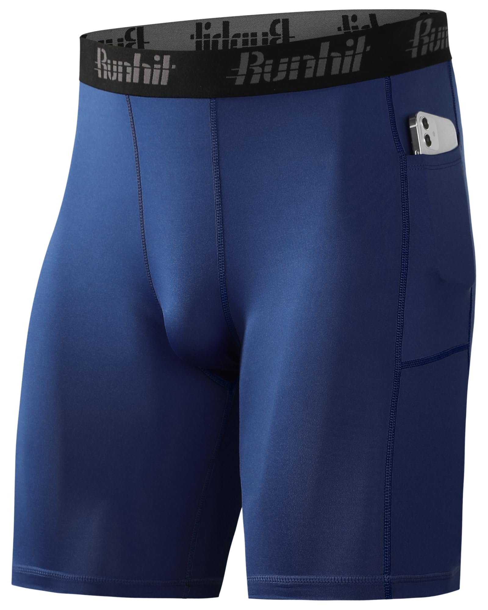 Runhit1 or Pack Compression Shorts Men with Phone Pockets, Moisture  Wicking Anti Chafing Underwear Boxers Base Layer, Quick Dry Sport Tights