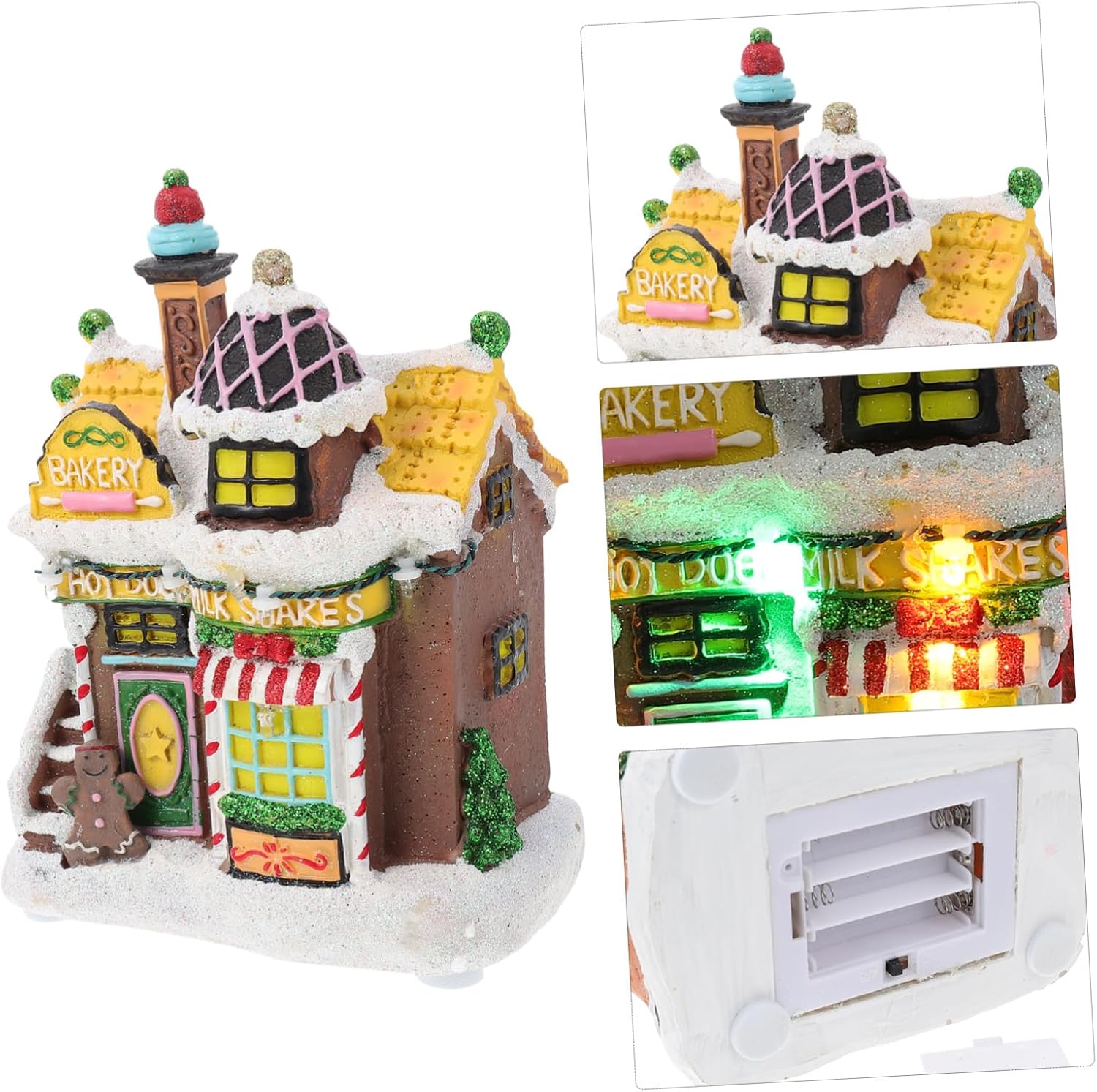 1pc Christmas Decor Led Lighted Cookie House for Festive Desktop Display for Holiday Decoration Living Room Office Christmas Parties