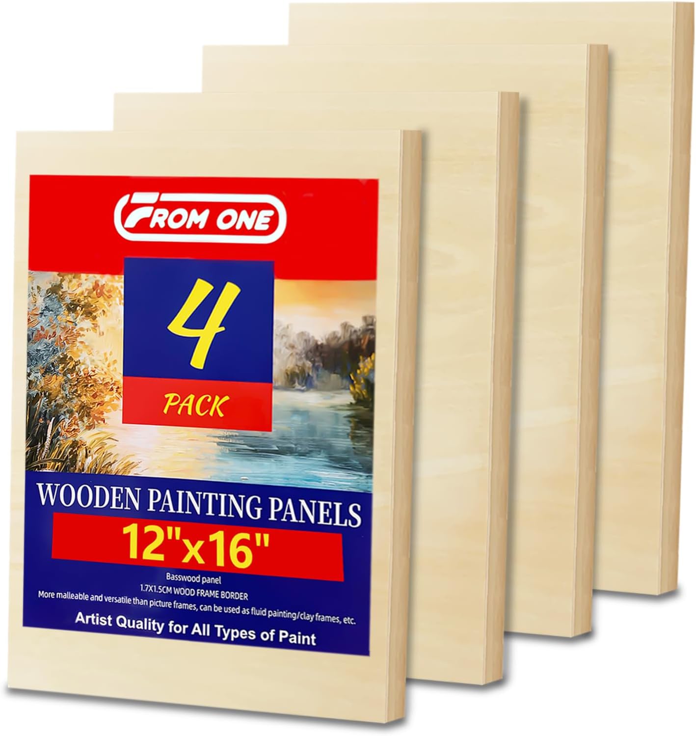 4 Pack 12x16 Basswood Paint Pouring Panels for Acrylic Pouring, Oil & Abstract Painting – Sturdy Wood Painting Boards for Artists and Crafters