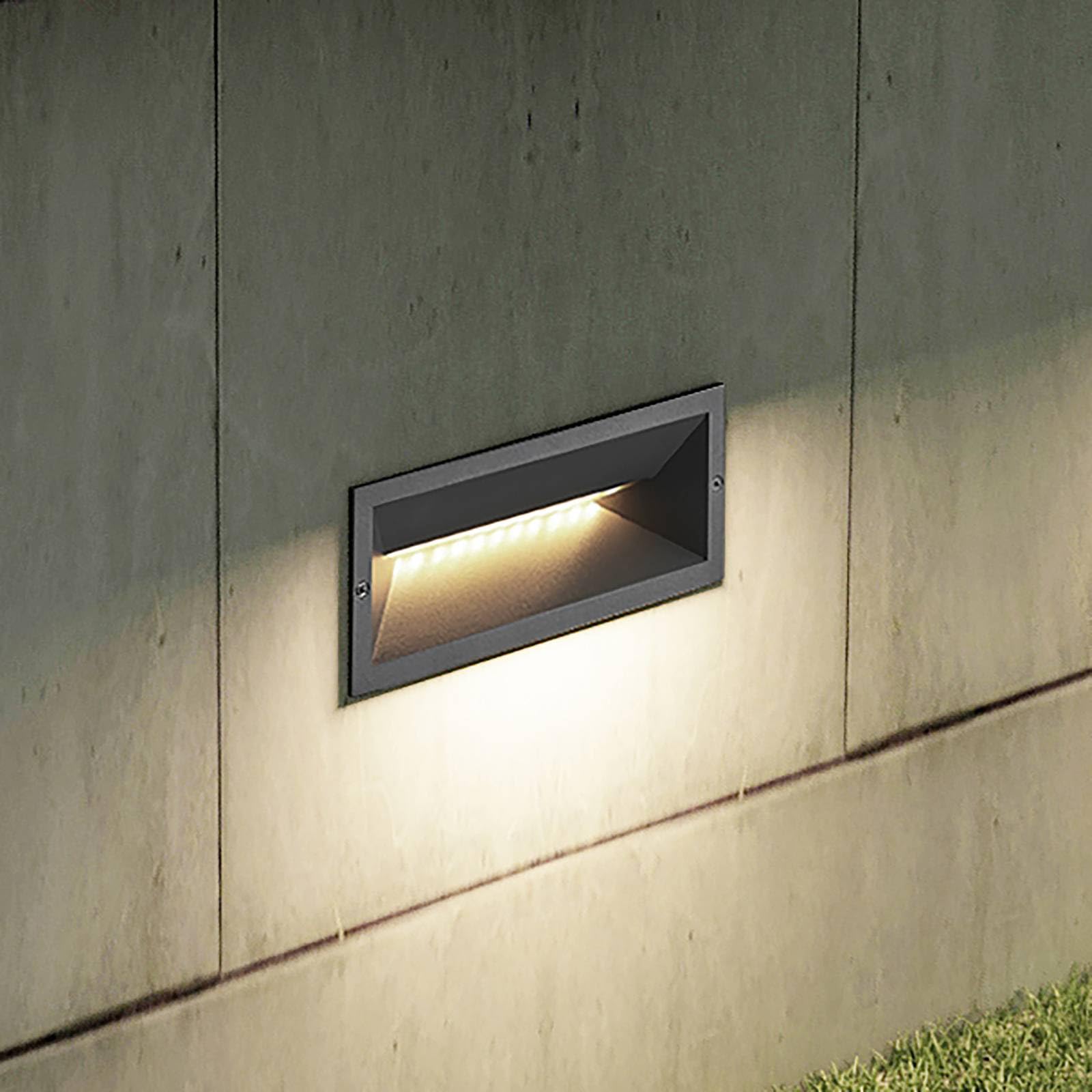 Lucande Bombillas LED iluminación de escaleras exterior en antracita, luz | foco empotrable de pared ip65 estanco al polvo y a chorros de agua, moderno, 2700 k blanco cálido para balcón, terraza