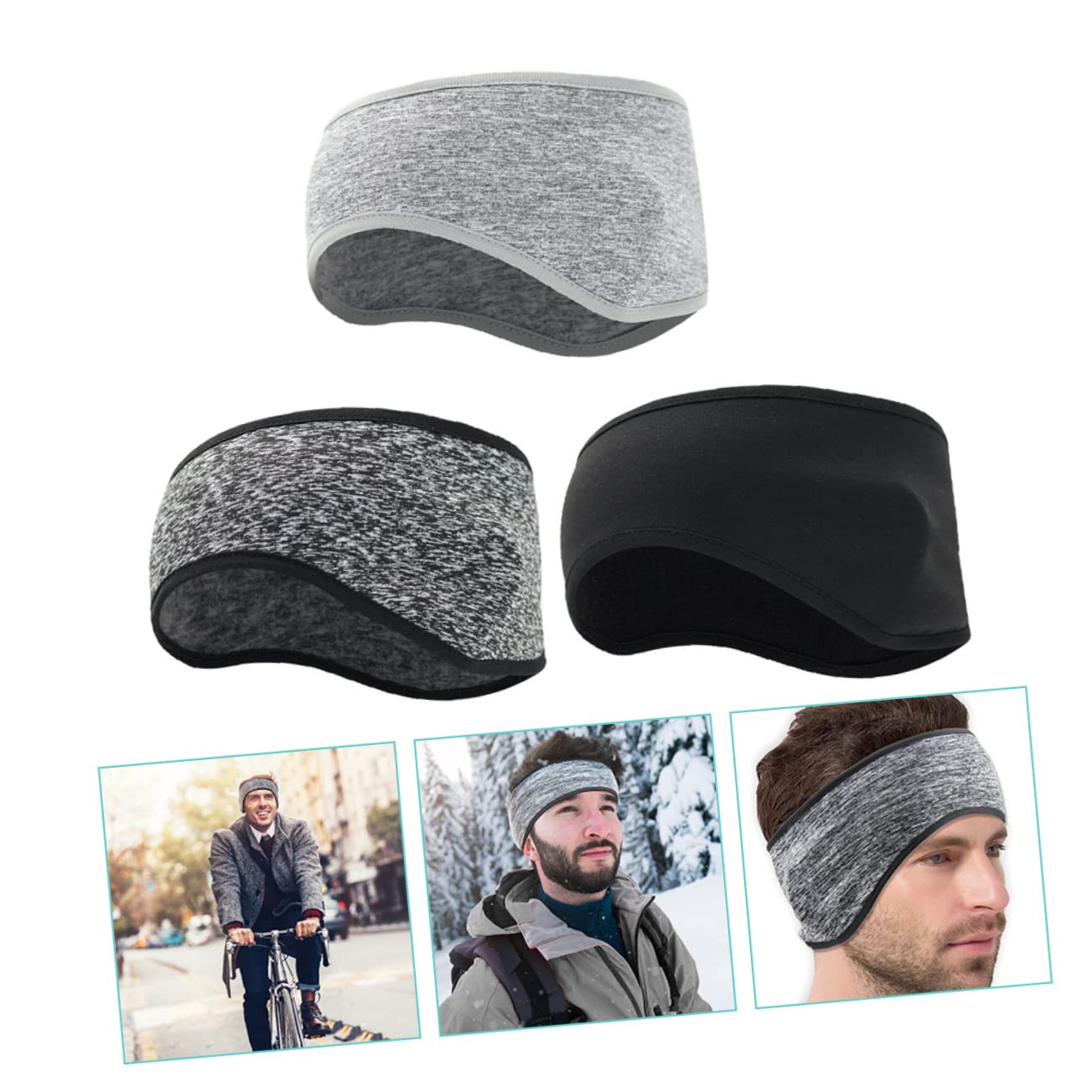 UPKOCH 5 Sätze Dünne Schweißhaarbänder Ohrenwärmer Frauen Stirnband Gehörschutz Warme Winterstirnbänder Sport Radfahren Ohrenwärmer Vlies Männer Polyester 3 Stücke * 5