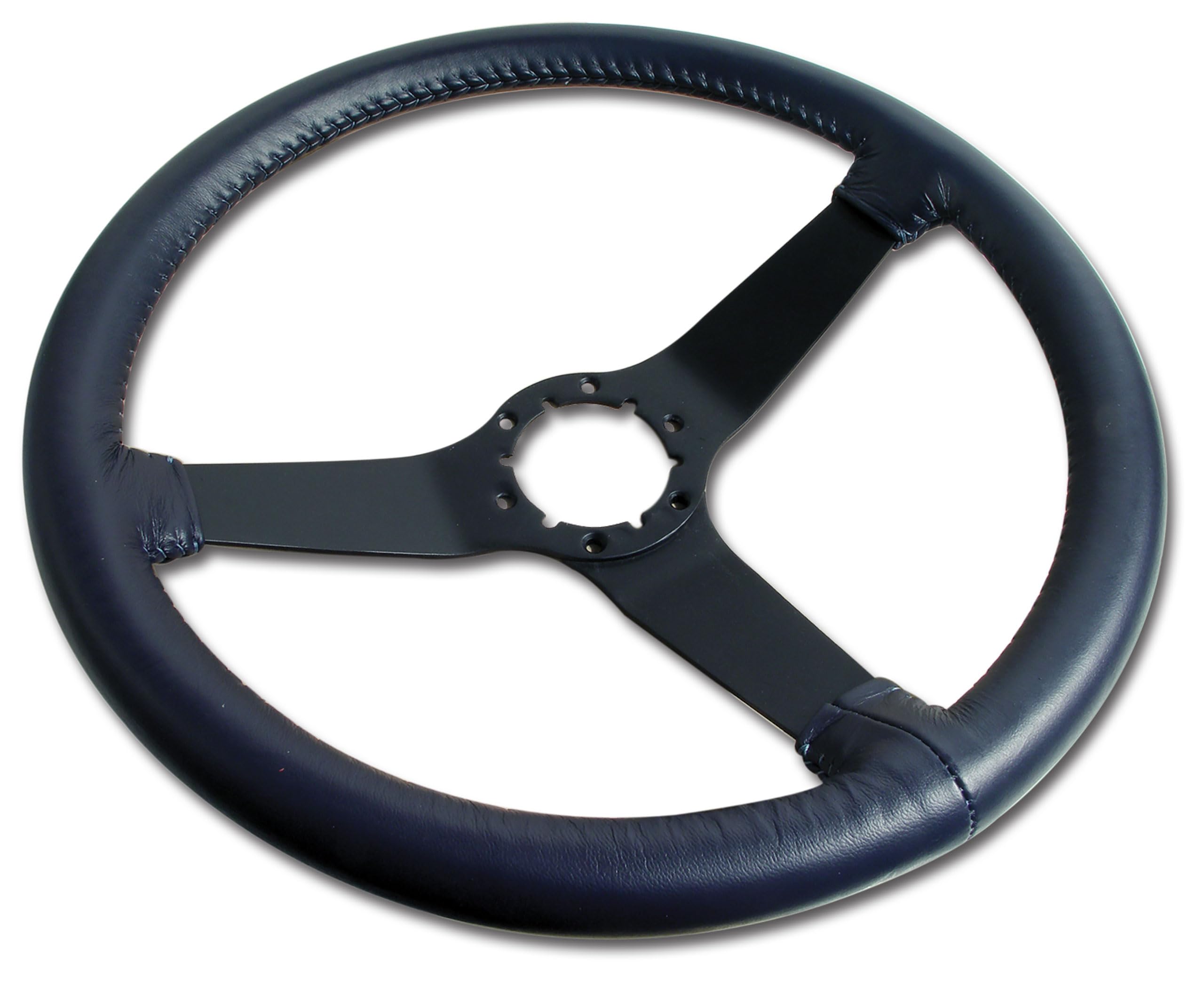 Reproduction Steering Wheel - Dark Blue Leather W/Black Spokes For 1980-1981 C3 Corvette
