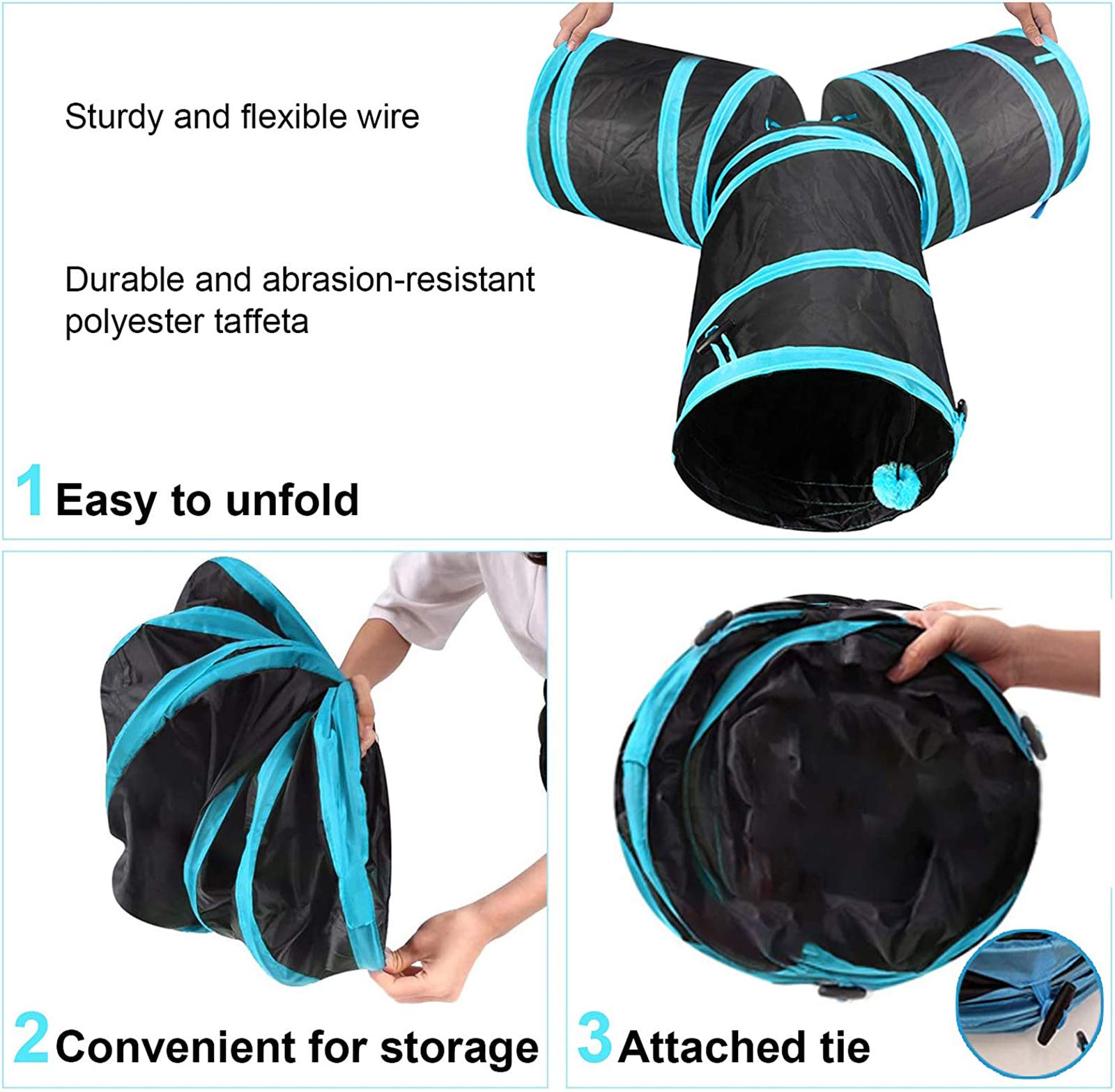 Tunnel De Chat,Tunnel pour Animaux De Compagnie Tunnel pour Chat en Peluche Jouet pour Chat Tunnel De Jeu Pliable Tunnel De Bruissement pour Chats, Chiots, Lapins Et Petits Animaux,5 Tunnel