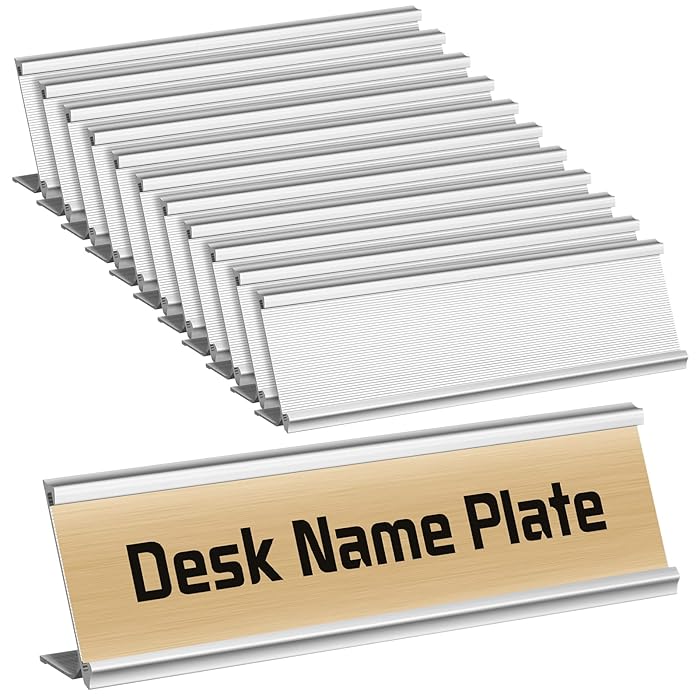 Buy 12 Pack Aluminum Desk Name Plate Holder, Personalized Name Plates