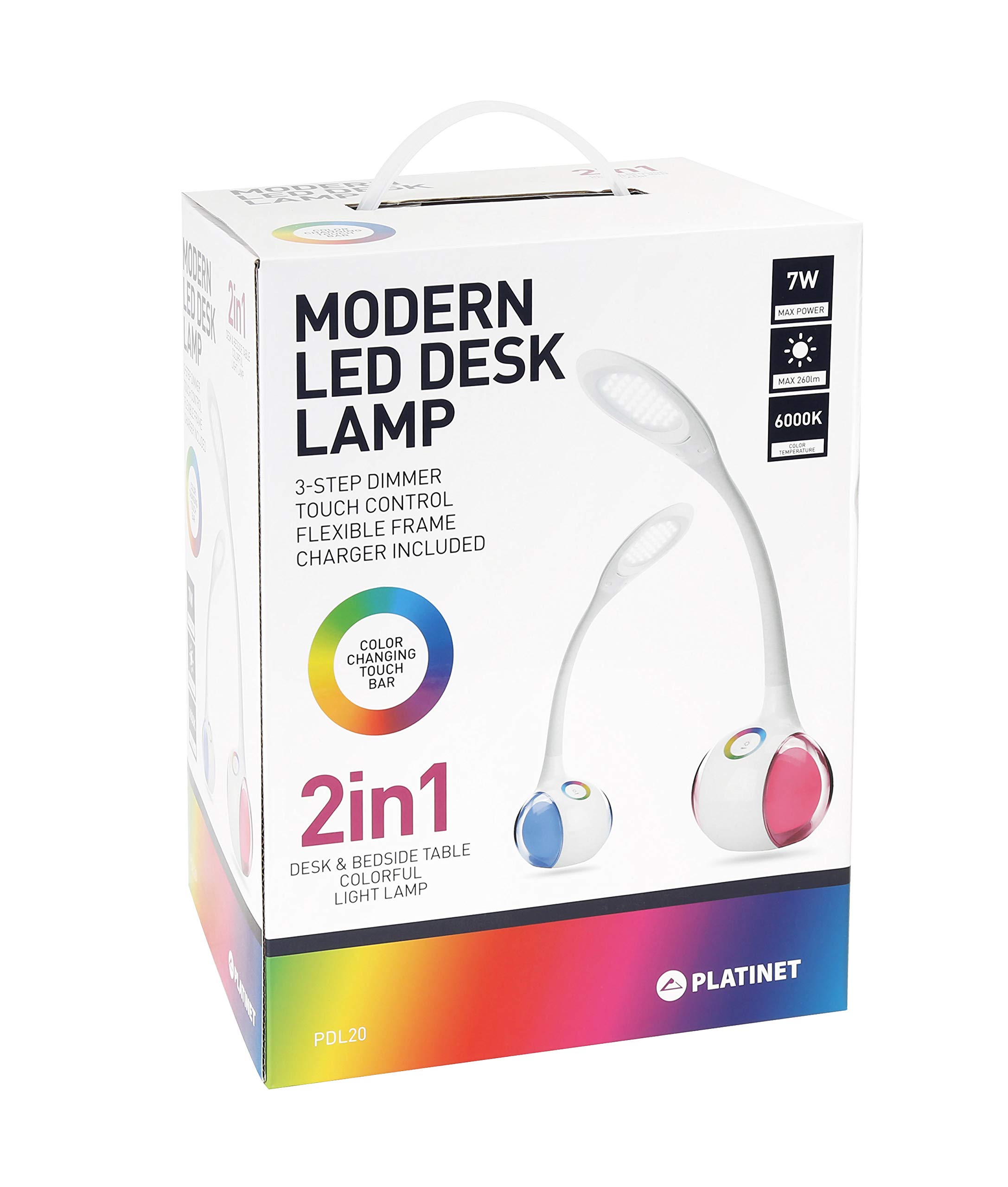 Led Schreibtischlampe Mit Nachtlichtfunktion Platinet Pdl20 7W 260 Lm 6000 K Kühles Licht - Weiß