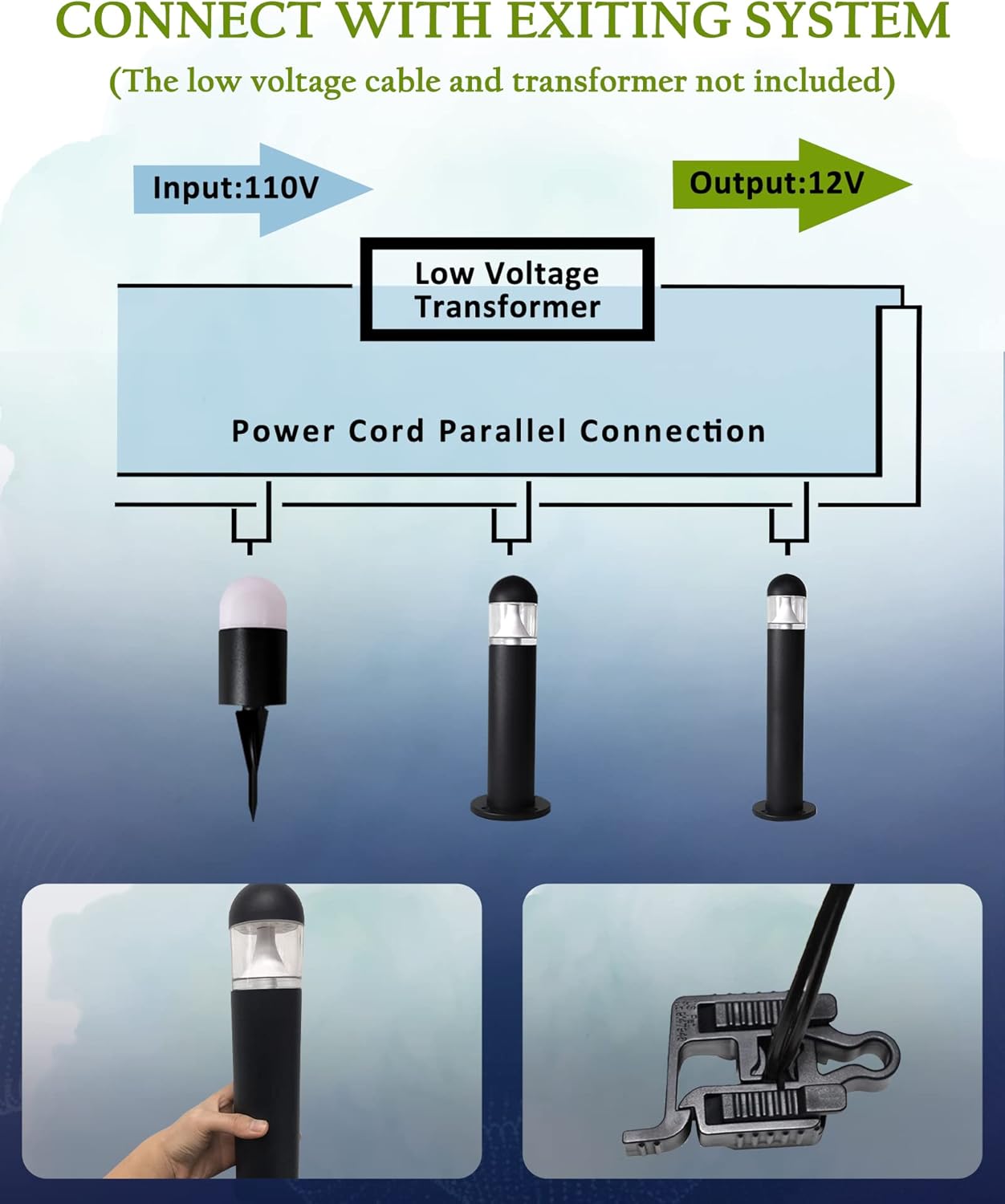 6 Pack Low Voltage Landscape Pathway Lights, 12V LED Bollard Light IP67 Waterproof, Outdoor Driveway Walkway Wired Lights (Included Connector) - Yard Garden Lawn, 2700K Warm White