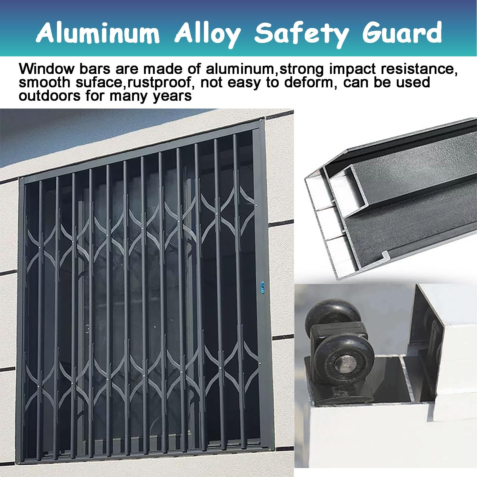 Barras Seguridad Antirrobo Marrones Extra Grandes Puertas/ventanas Con Cerradura | Barrera Seguridad Ventanas Salientes Interior/exterior, Barandilla Plegable Antirrobo(100x120cm/40x48in)