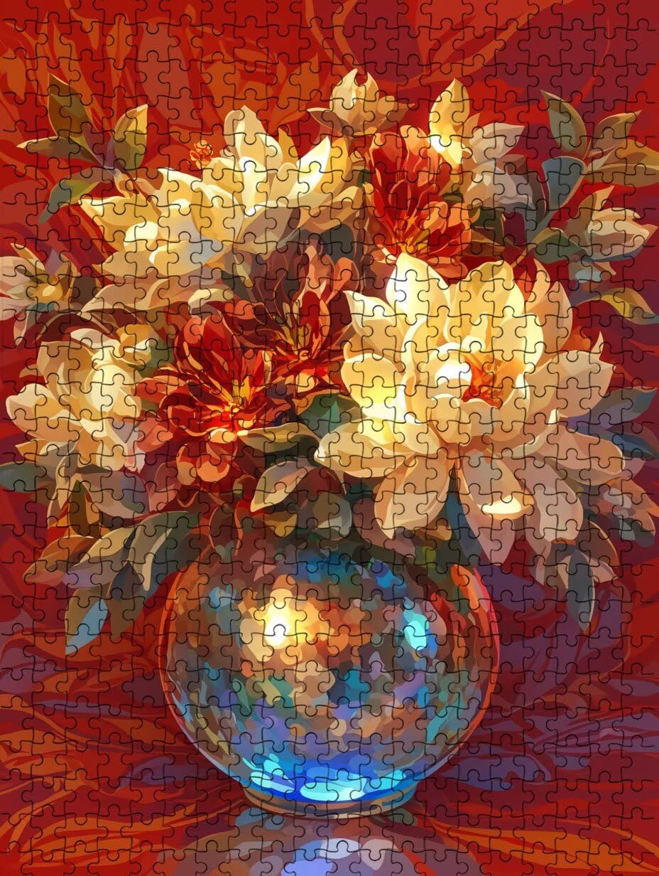 FNKL2-405 puzzle z czerwonymi kwiatami, 3000 elementów, 3000 elementów, złożone puzzle, rodzinna aktywność, Impossible Klasyczne puzzle, do dekoracji ścian i prezentów