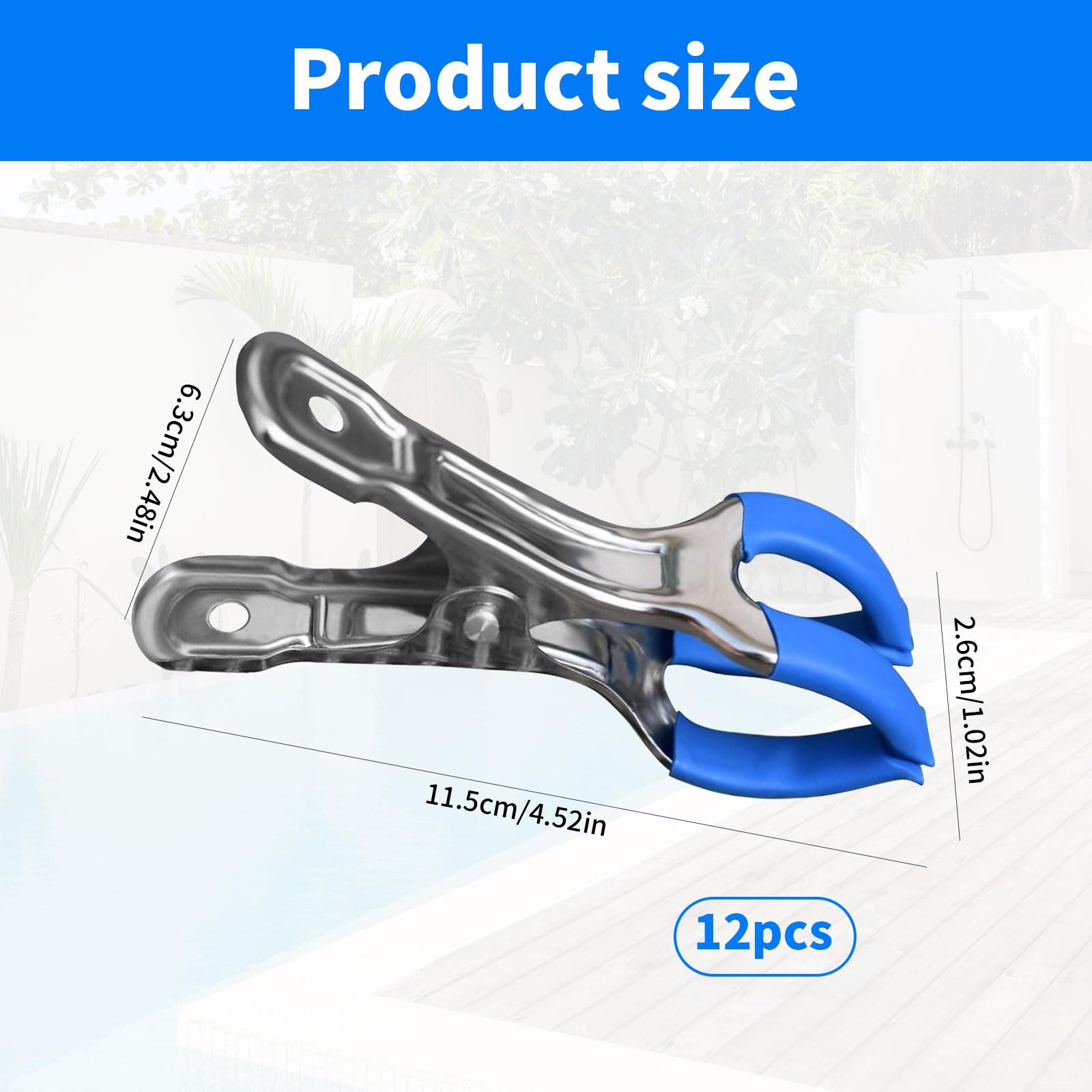 12 Pieces Metal Clips for Pool Covers Fastening Clips With Protective Film, Tarpaulin Clips, Clamps for Above-Ground Pools - Image 2