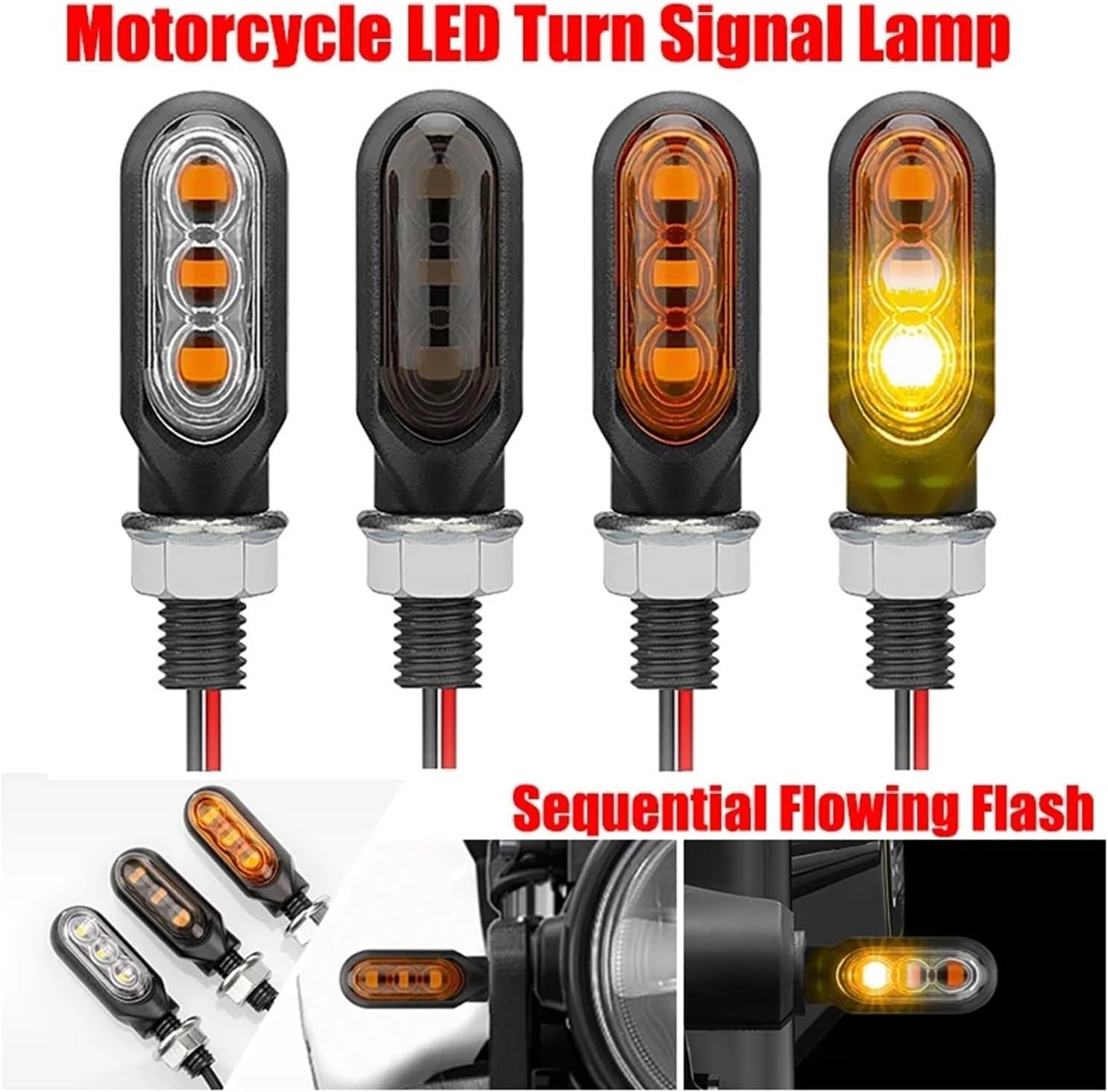 Generic Mini uniwersalne wskaźniki Dla Honda Motocykl Mini Led Lampy 12 V 10 mm Bursztynowe światło Sekwencyjna Lampa Sygnalizacyjna Płynąca Woda 3LED Lampa Moto