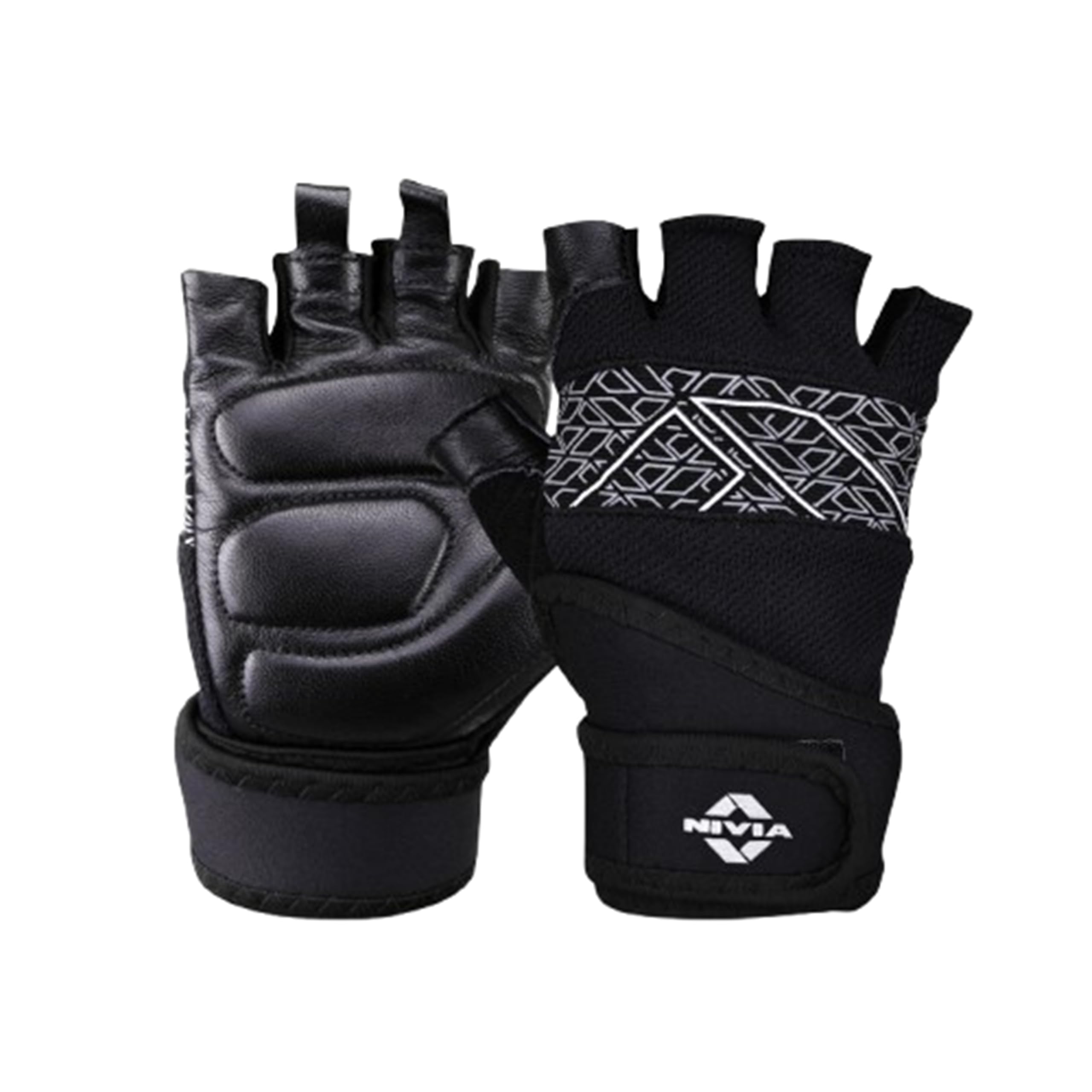 Nivia Pro Grip Gym Gloves for Men & Women, Leather Gloves with Neoprene Wrist Support, Towel Fabric Thumb, Ideal for Gym Workouts, Weightlifting, Dumbbells & Home Fitness Equipment (Black, XL)
