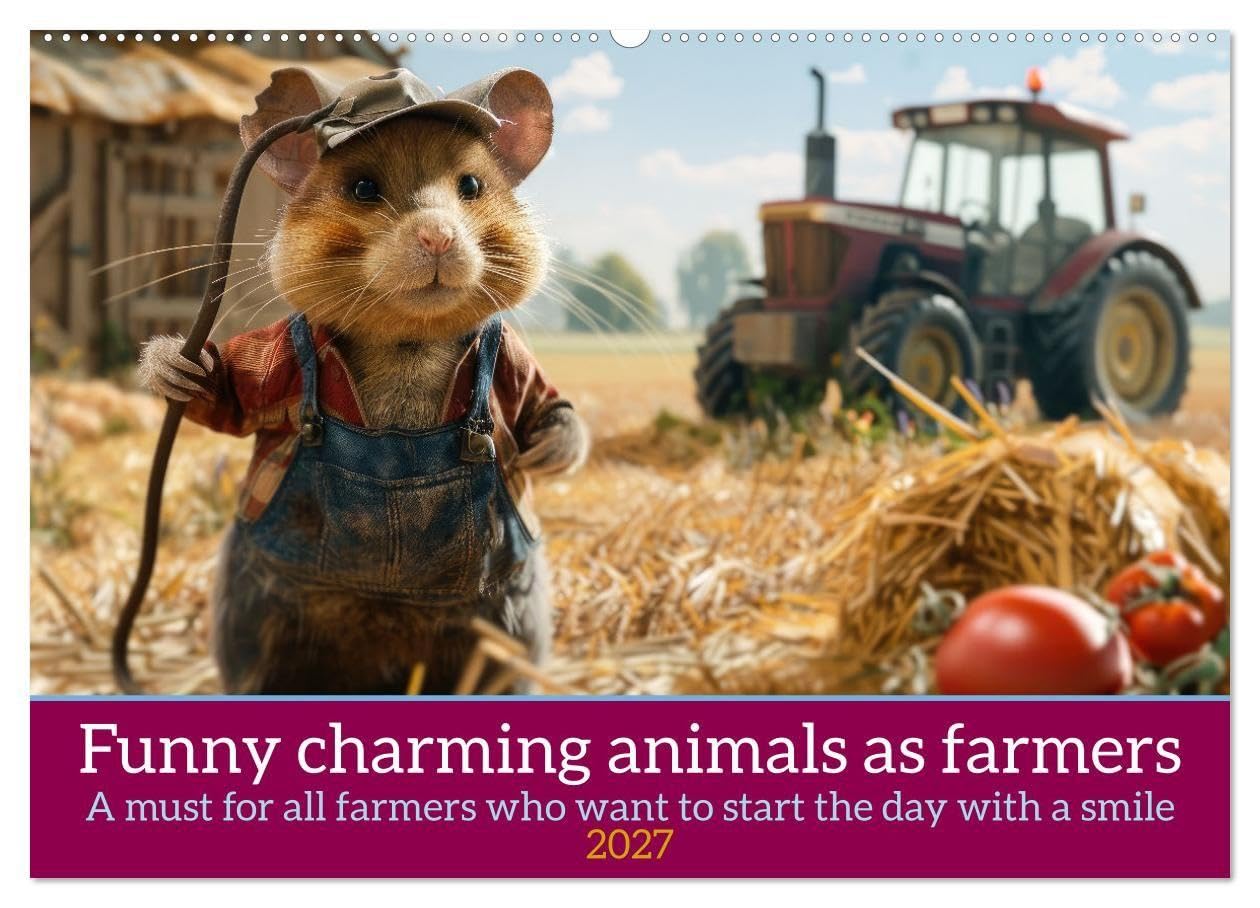 Funny charming animals as farmers (Wall Calendar 2027 DIN A2 landscape), CALVENDO 12 Month Wall Calendar: A funny calendar with animals in a farmer outfit