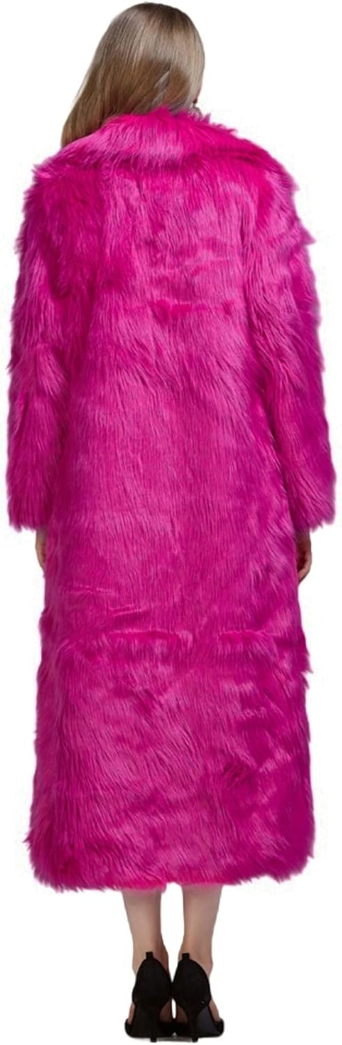Women Warm Long Sleeve Parka Faux Fur Coat Lapel Full-Length Outwear Maxi Fluffy Faux Fur Overcoat - Image 5