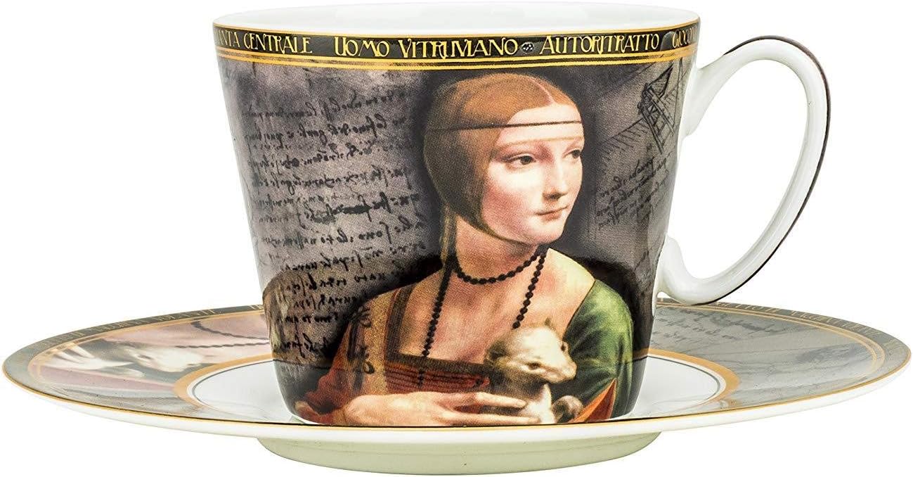 Carmani Painters Tea or Coffe Cup, Leonardo Da Vinci Porcelain Collection (Lady)